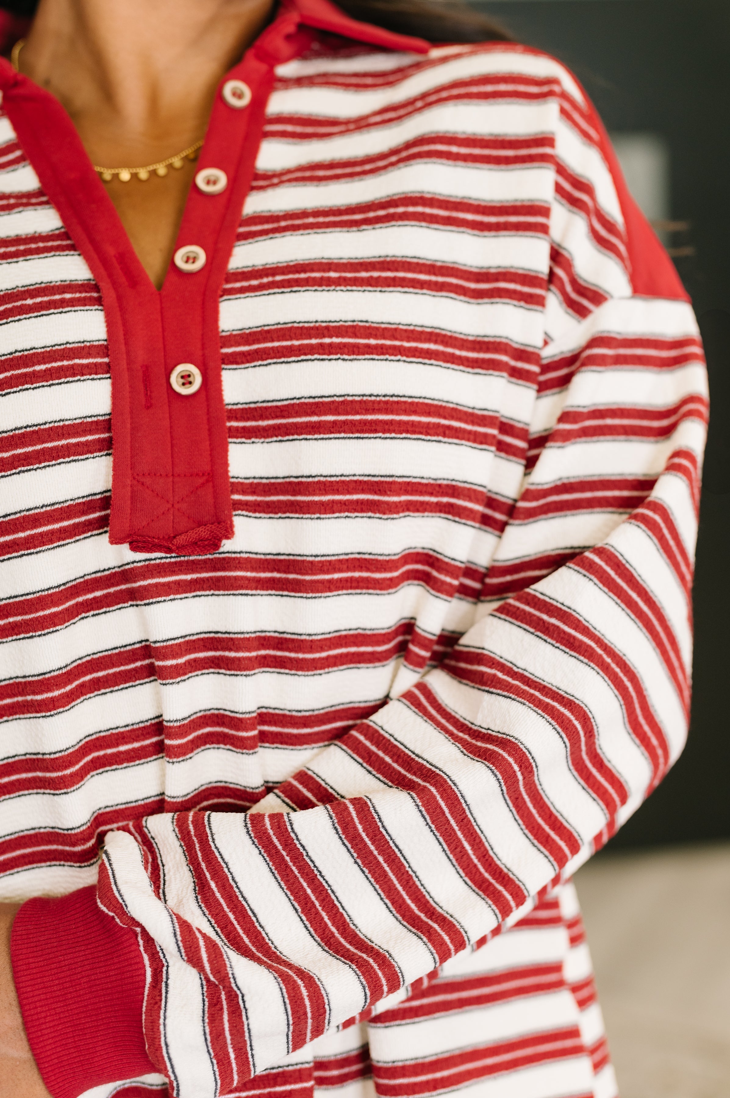 Least of Our Worries Long Sleeve Henley-Womens-Stay Foxy Boutique, Florissant, Missouri