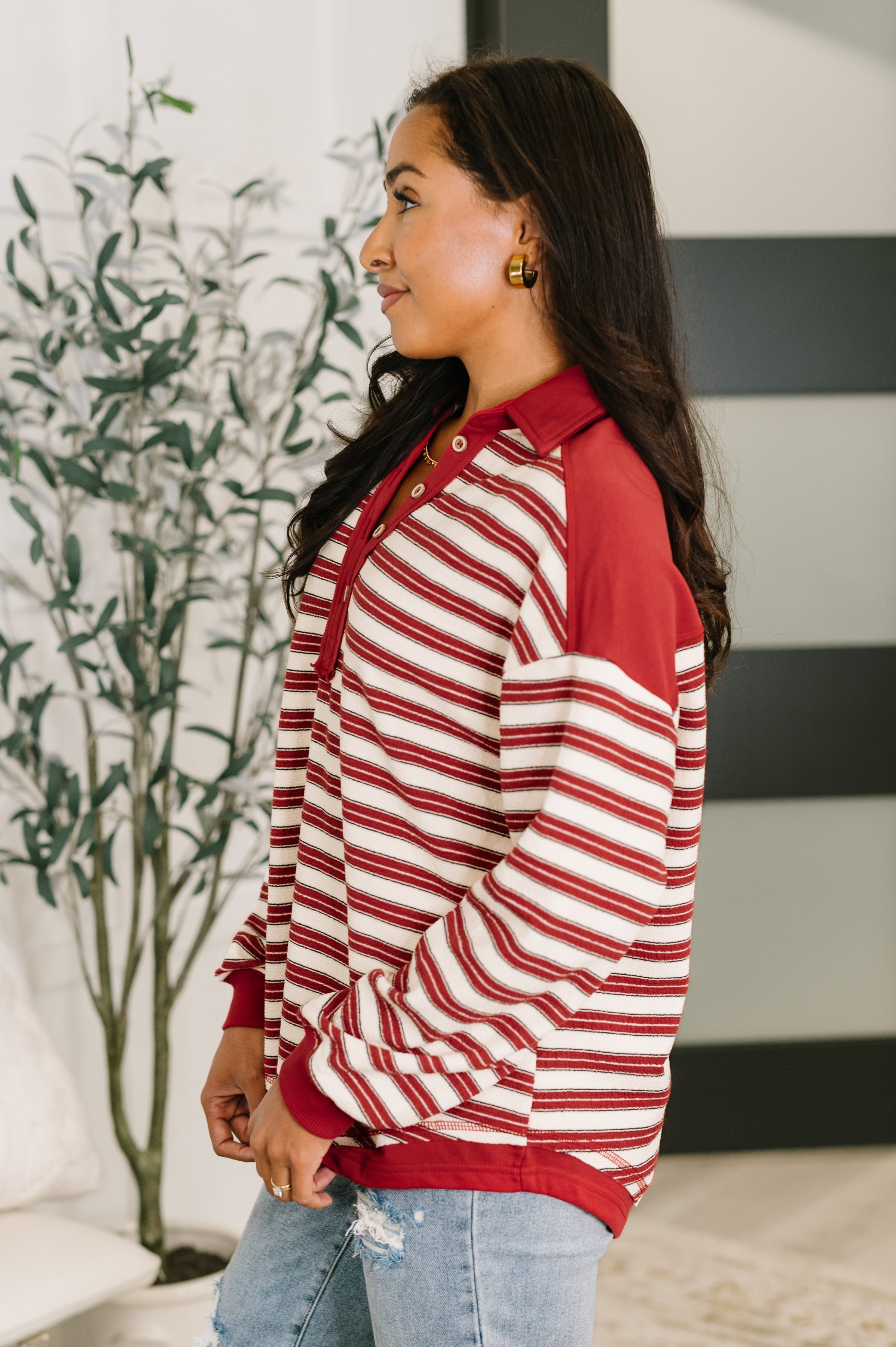 Least of Our Worries Long Sleeve Henley-Womens-Stay Foxy Boutique, Florissant, Missouri
