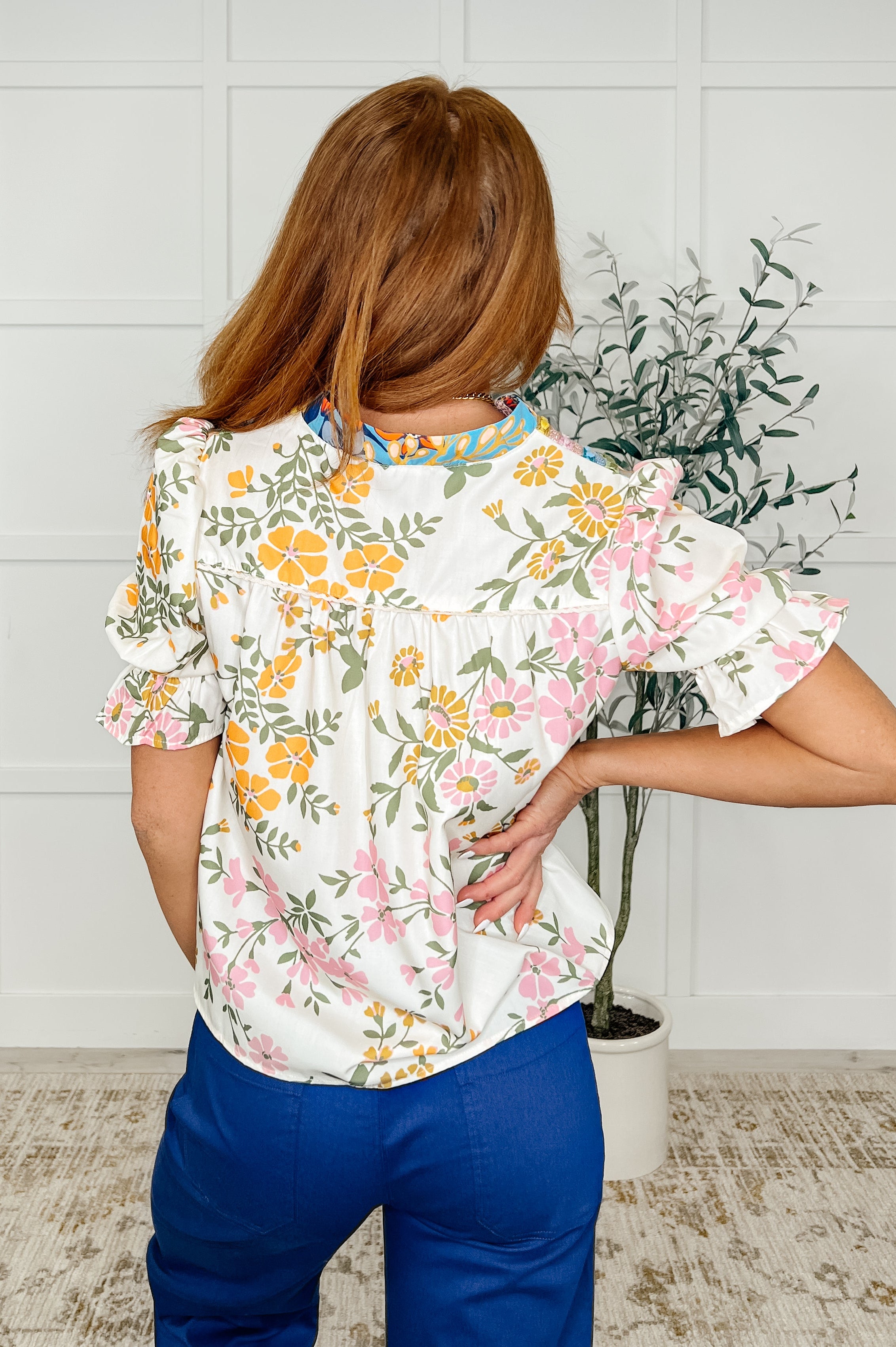 Less Concerned V-Neck Floral Blouse-Womens-Stay Foxy Boutique, Florissant, Missouri