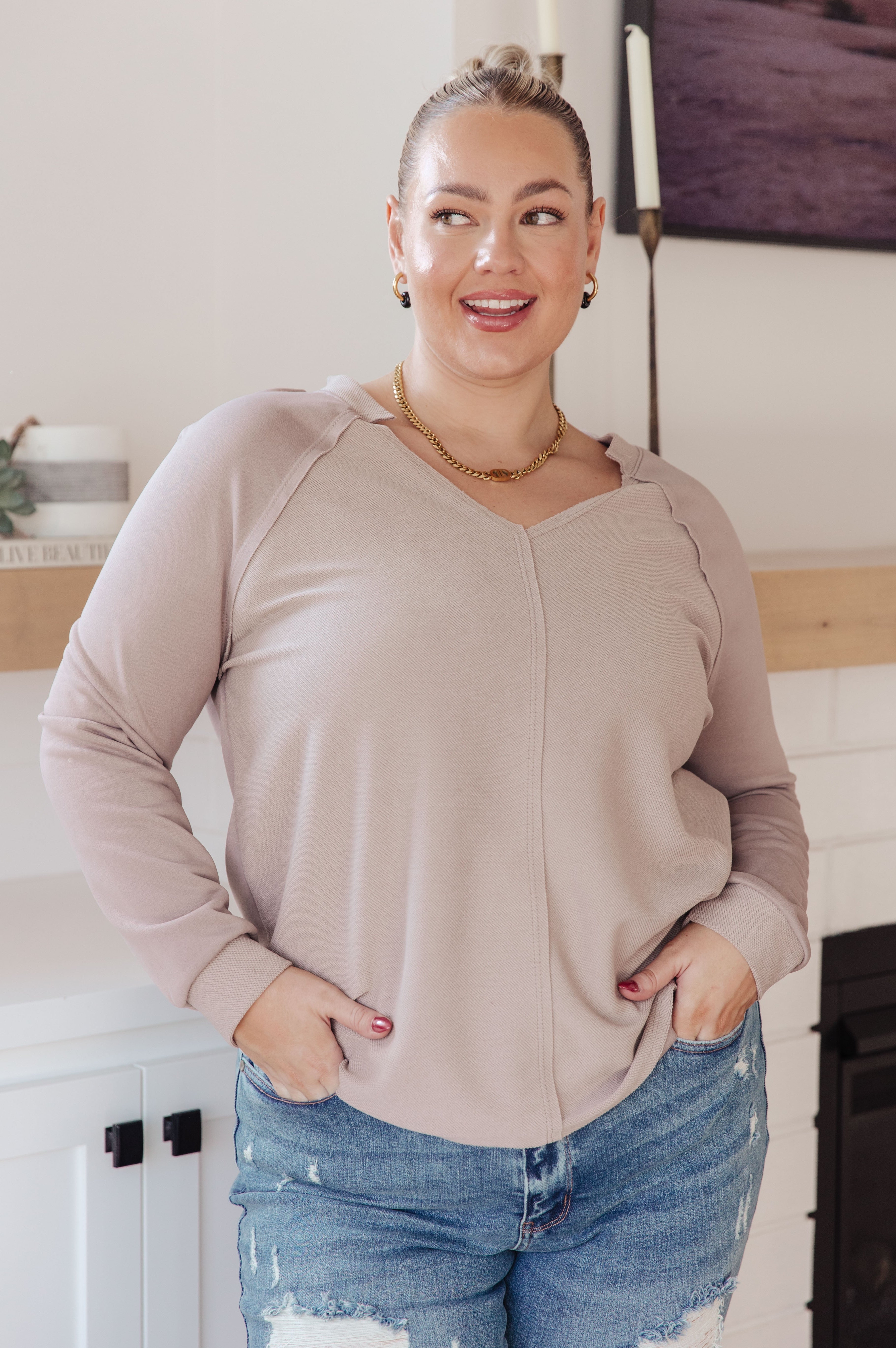 Less Conversation V-Neck Top-Tops-Stay Foxy Boutique, Florissant, Missouri