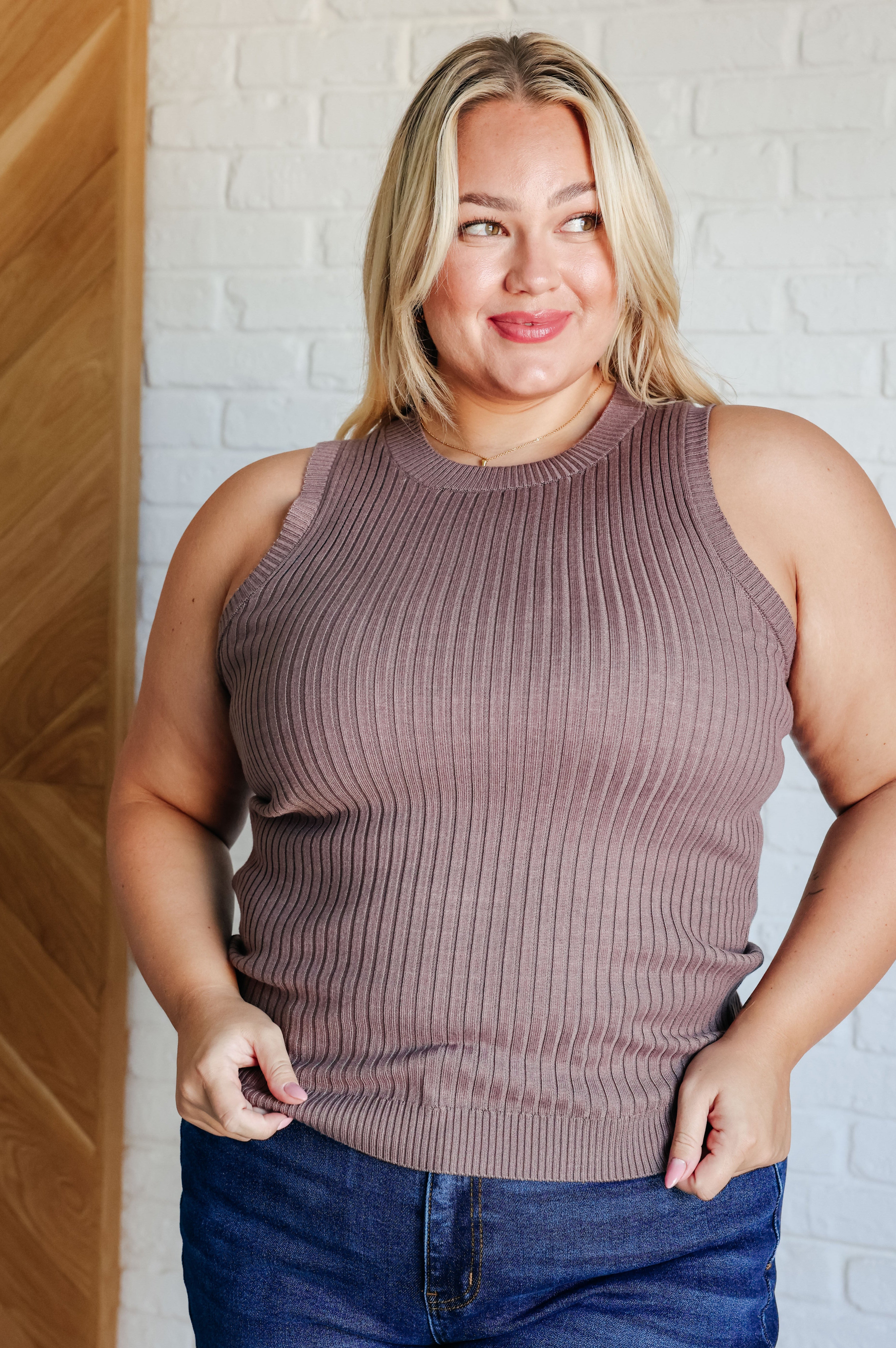 Let Me Hear it Ribbed Sweater Tank-Tops-Stay Foxy Boutique, Florissant, Missouri