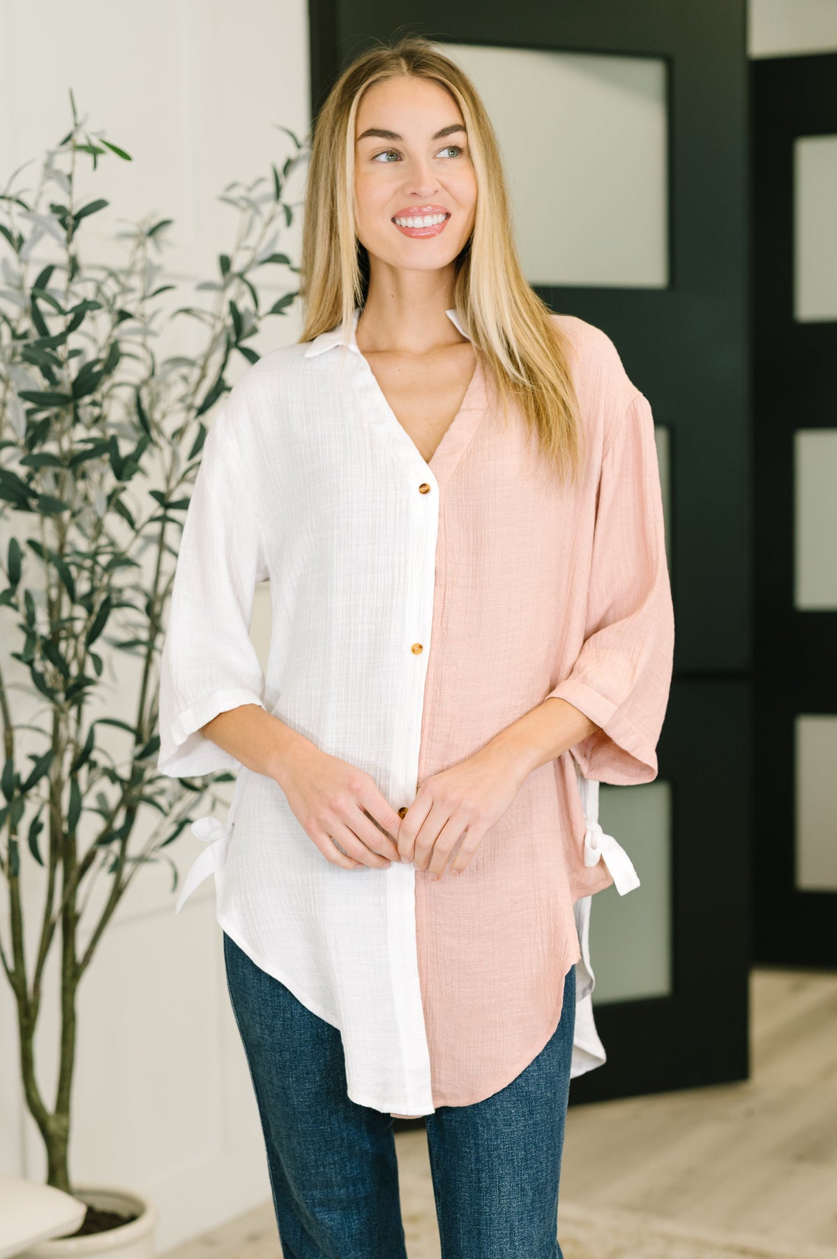 Like You Do Dual Toned Button Down-Womens-Stay Foxy Boutique, Florissant, Missouri