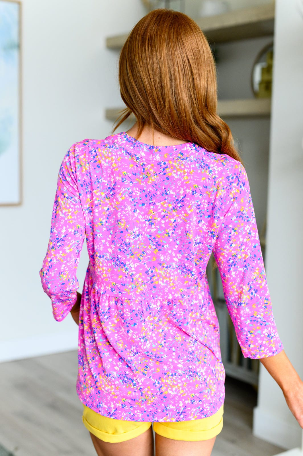 Lizzy Babydoll Top in Magenta Brushstrokes-Tops-Stay Foxy Boutique, Florissant, Missouri