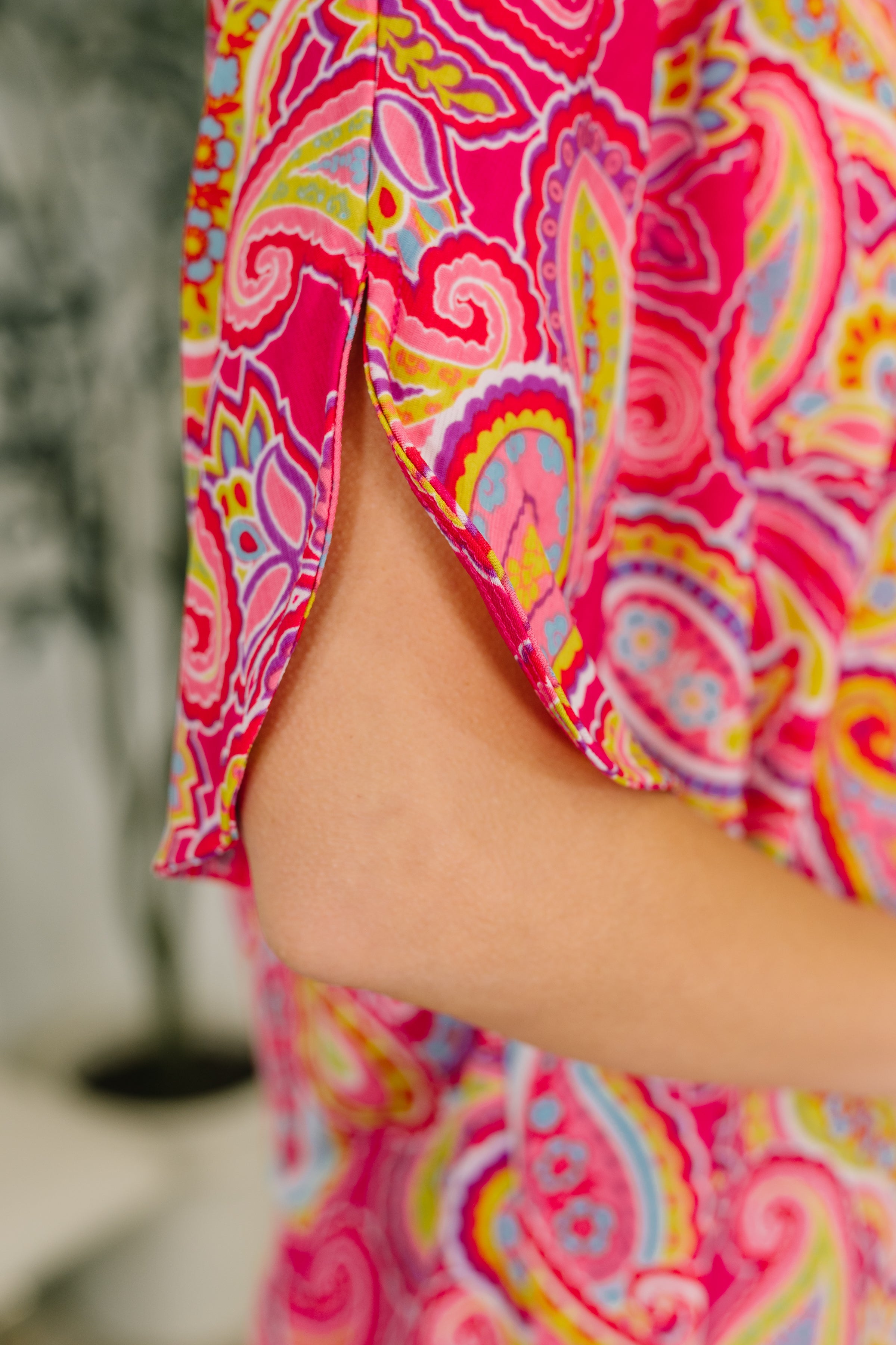 Lizzy Breeze Top in Hot Pink Paisley-Womens-Stay Foxy Boutique, Florissant, Missouri