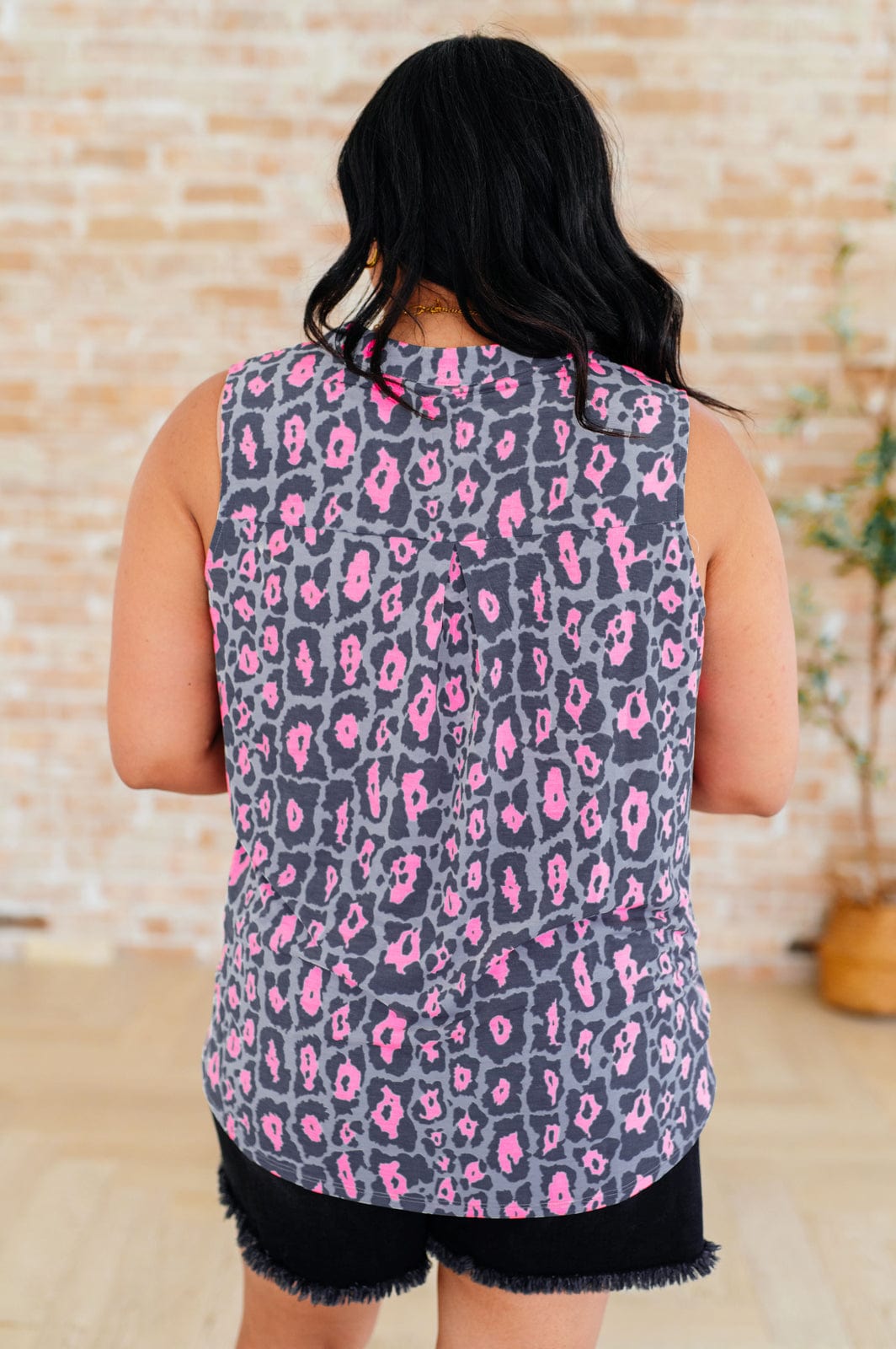 Lizzy Tank Top in Grey and Pink Leopard-Tops-Stay Foxy Boutique, Florissant, Missouri