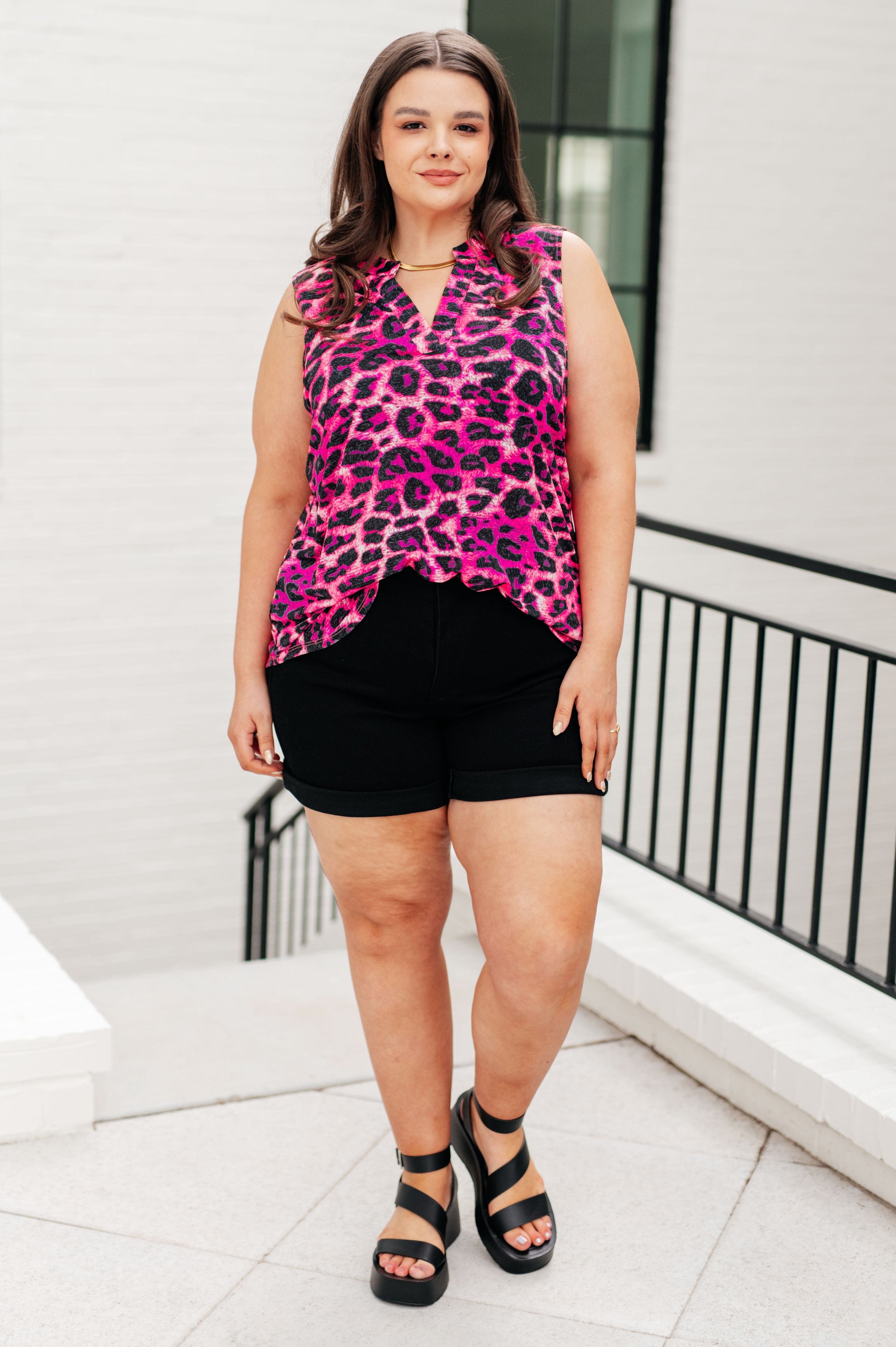 Lizzy Tank Top in Pink Multi Leopard-Tops-Stay Foxy Boutique, Florissant, Missouri