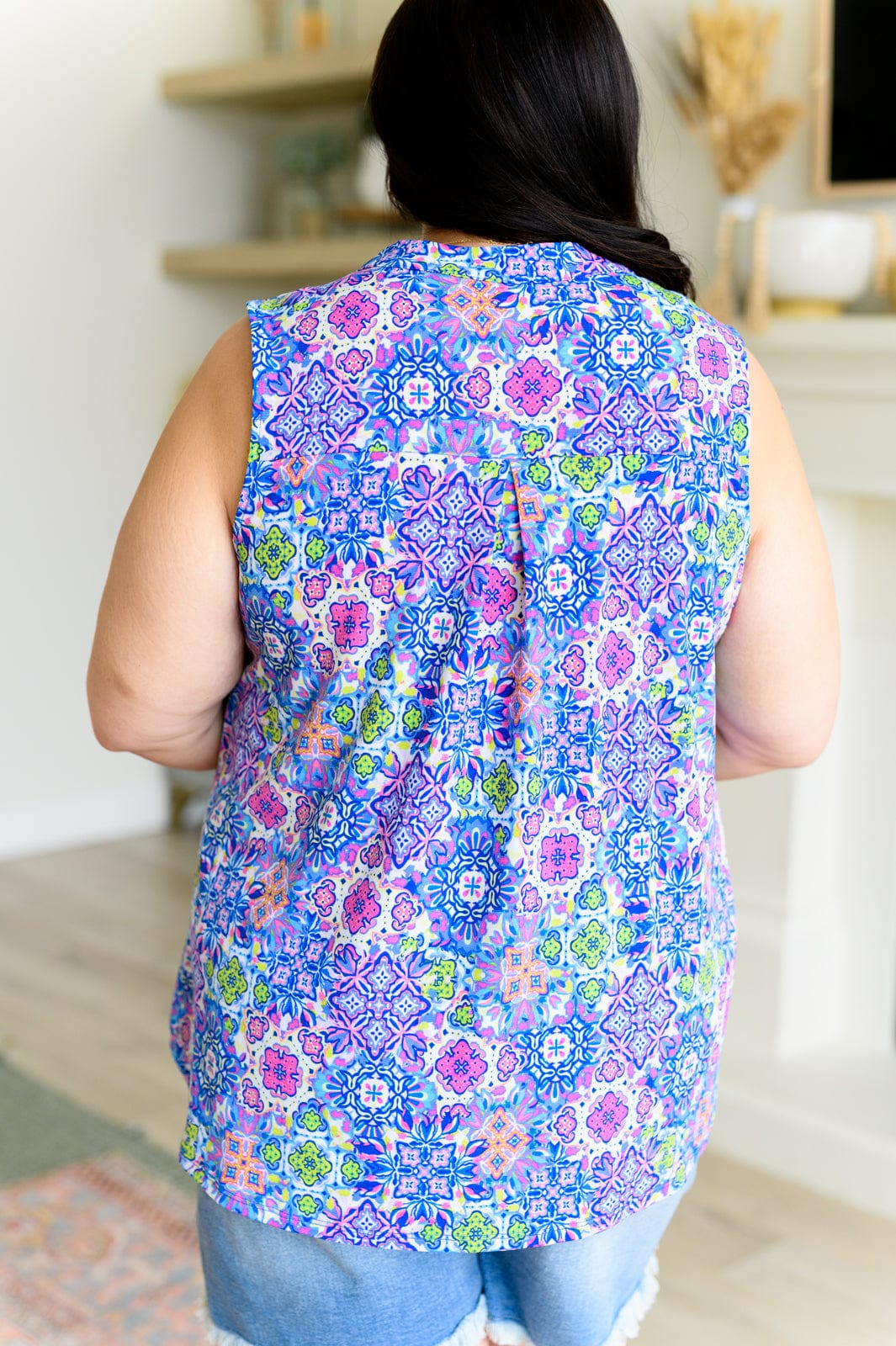 Lizzy Tank Top in Royal Bouquet-Tops-Stay Foxy Boutique, Florissant, Missouri