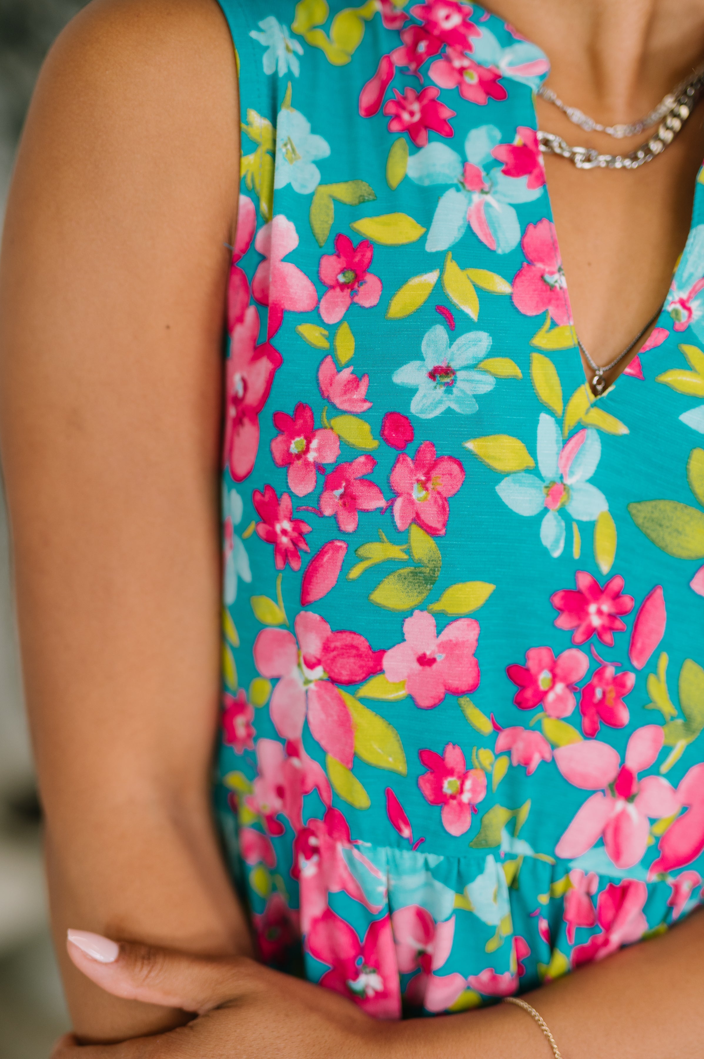 Lizzy Three Tier Tank Dress in Large Ditsy Floral-Womens-Stay Foxy Boutique, Florissant, Missouri