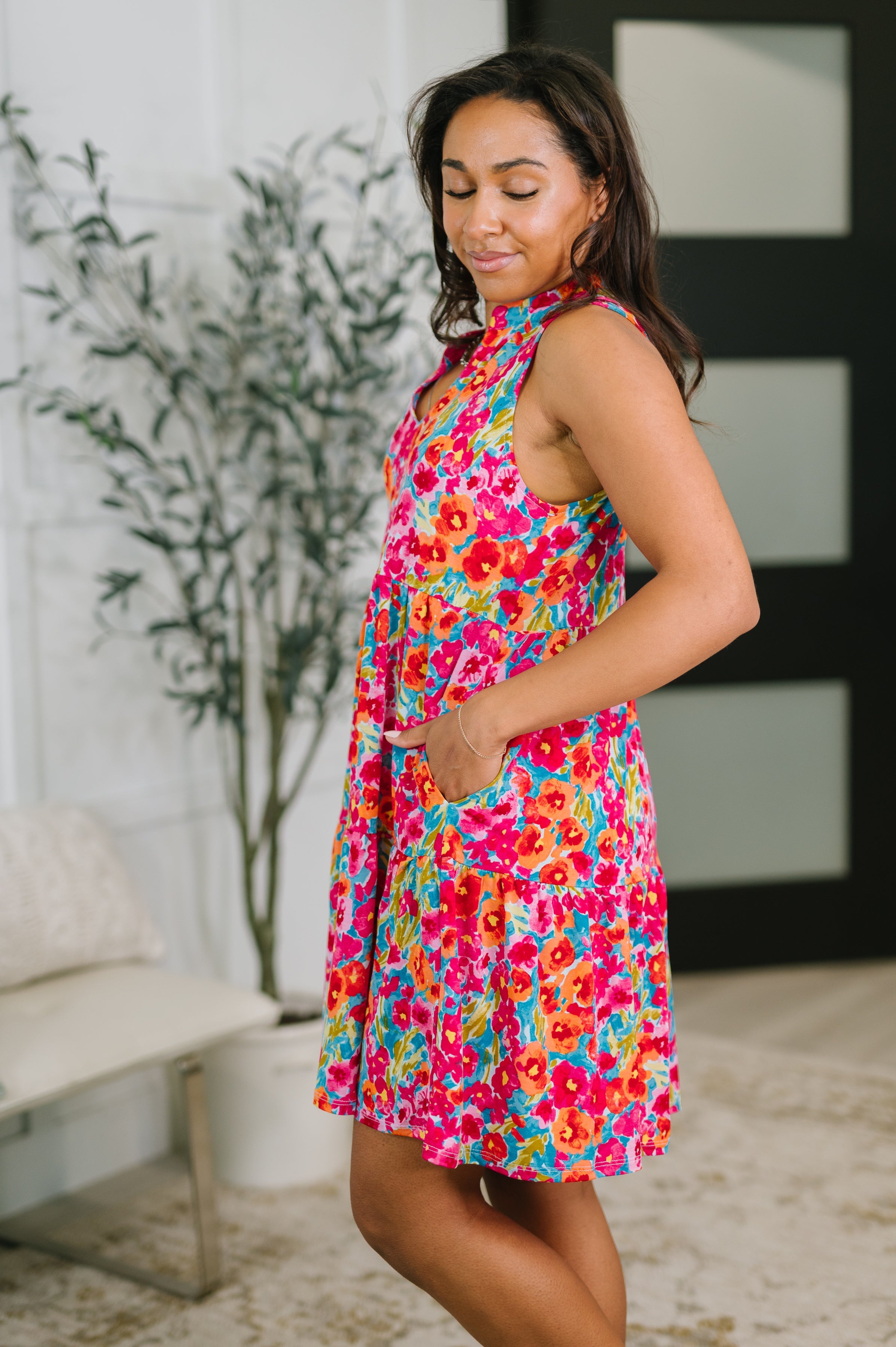 Lizzy Three Tier Tank Dress in Morning Glory-Womens-Stay Foxy Boutique, Florissant, Missouri