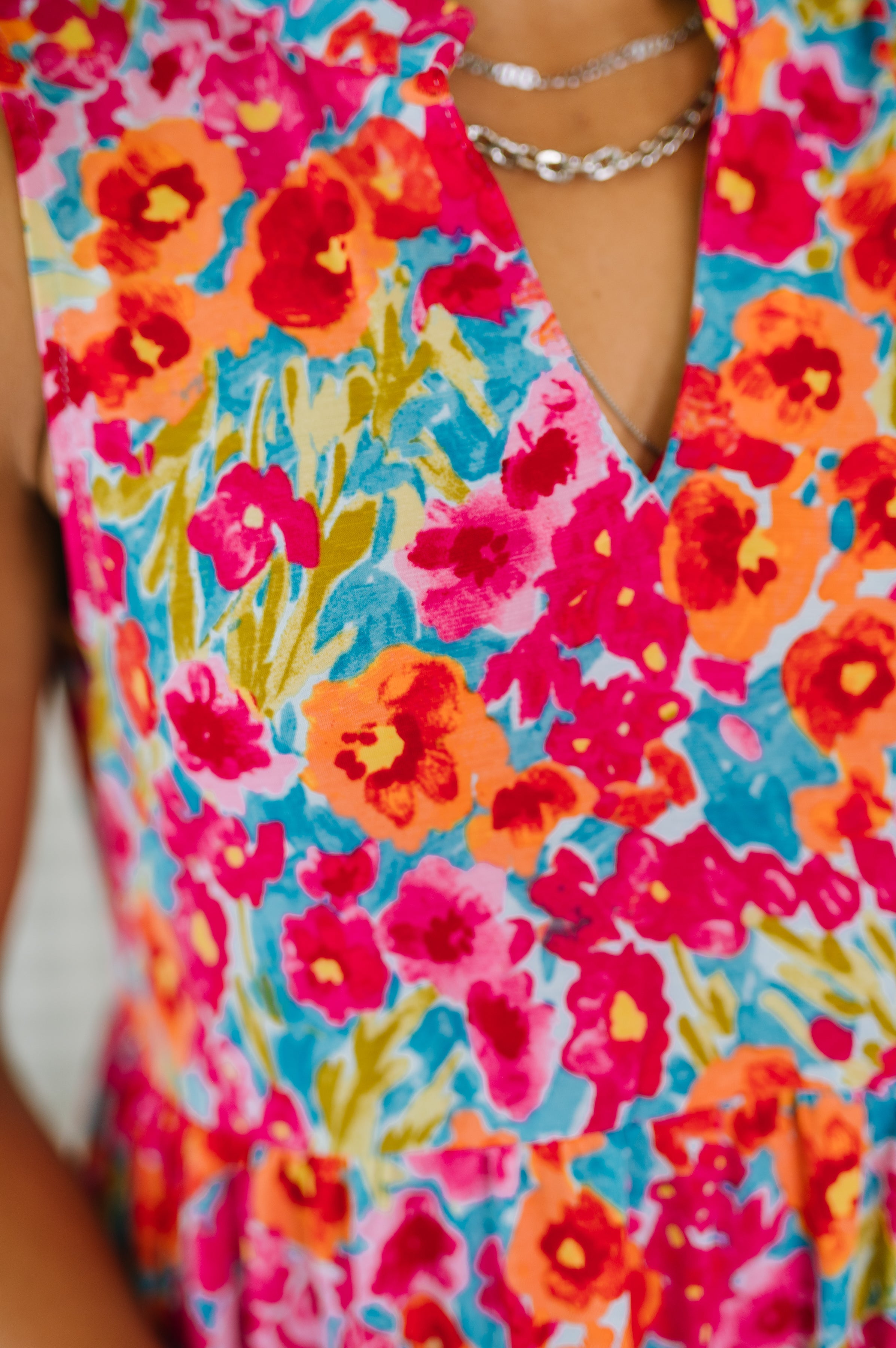 Lizzy Three Tier Tank Dress in Morning Glory-Womens-Stay Foxy Boutique, Florissant, Missouri