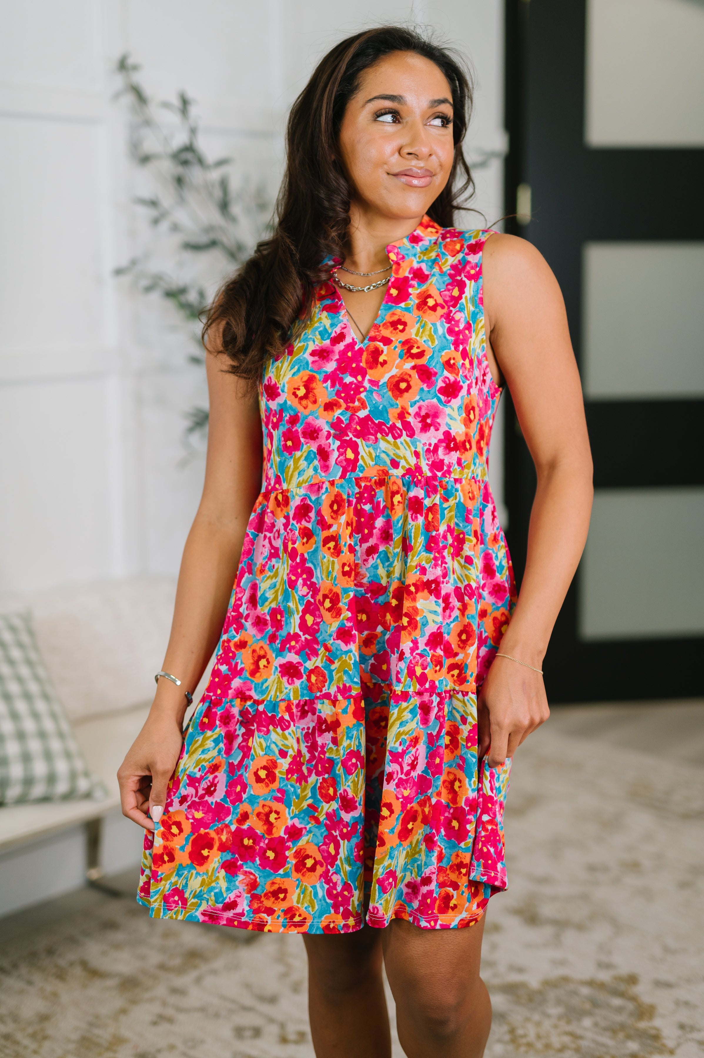 Lizzy Three Tier Tank Dress in Morning Glory-Womens-Stay Foxy Boutique, Florissant, Missouri