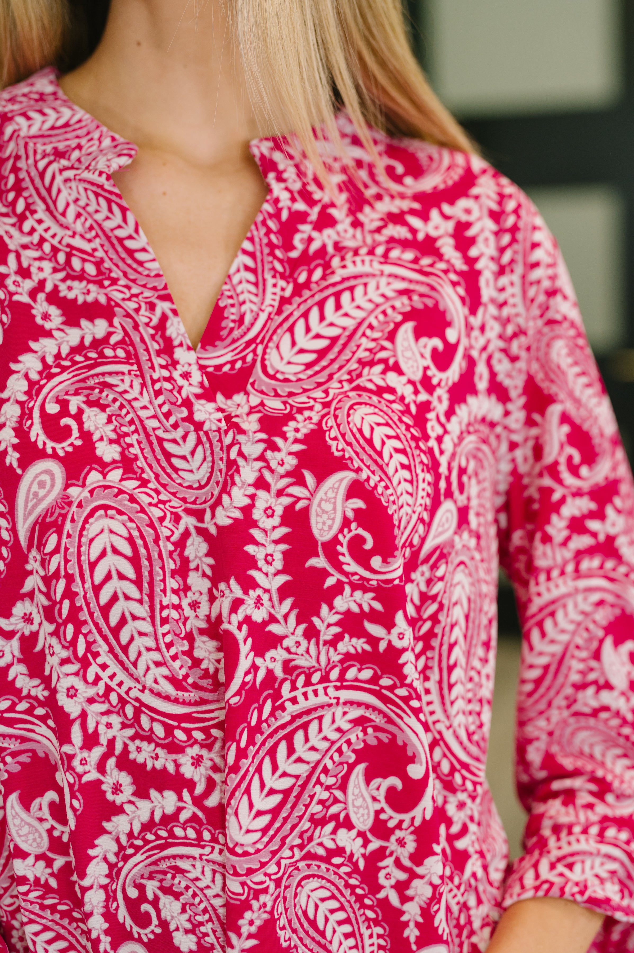 Lizzy Top in Pink Paisley-Womens-Stay Foxy Boutique, Florissant, Missouri