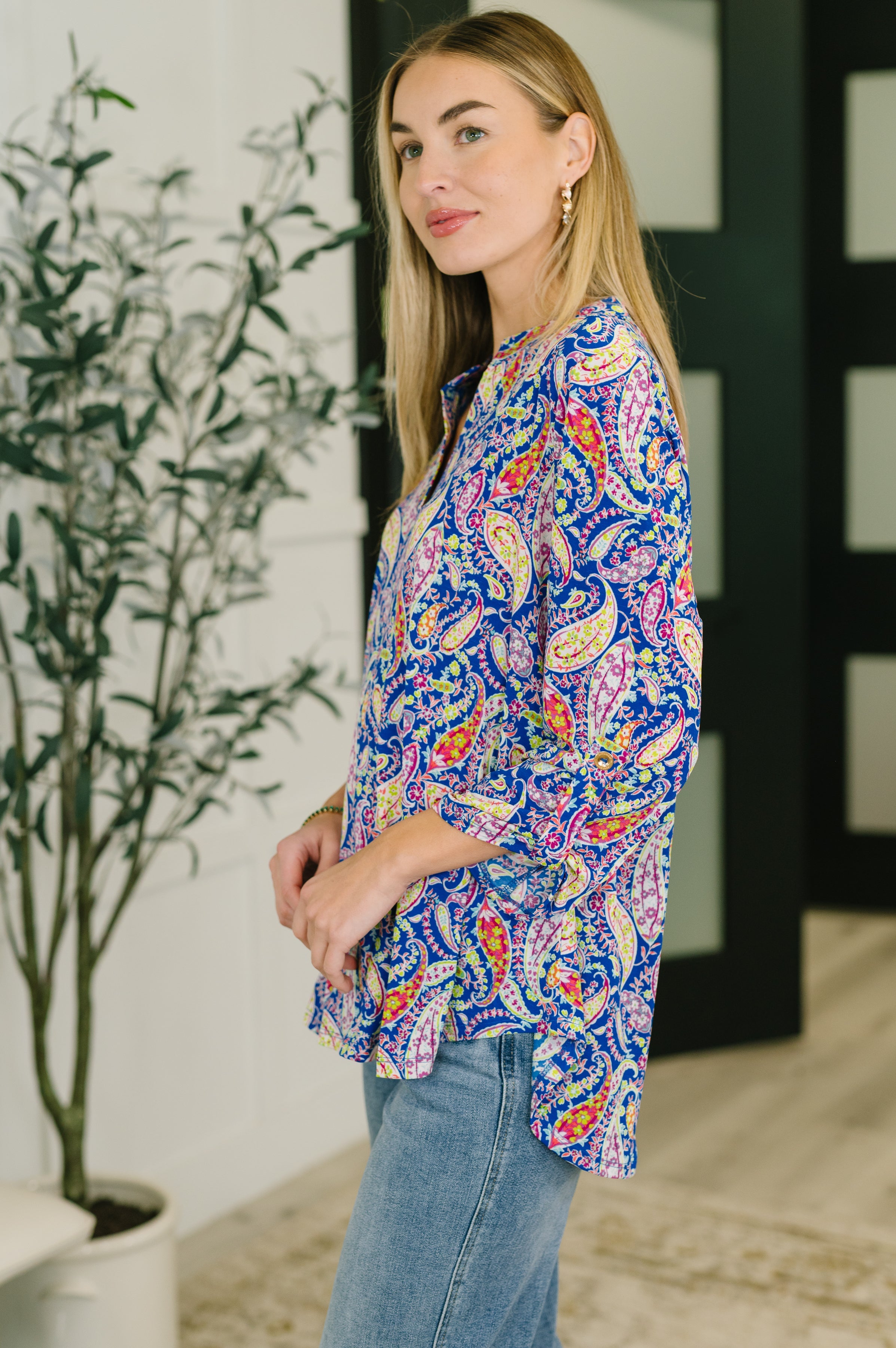 Lizzy Top in Royal Blue Paisley-Womens-Stay Foxy Boutique, Florissant, Missouri