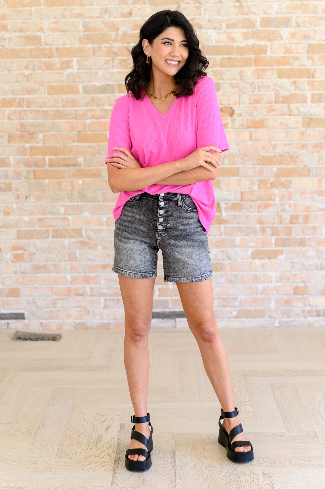 Lonesome Valley V-Neck Ribbed Top-Tops-Stay Foxy Boutique, Florissant, Missouri