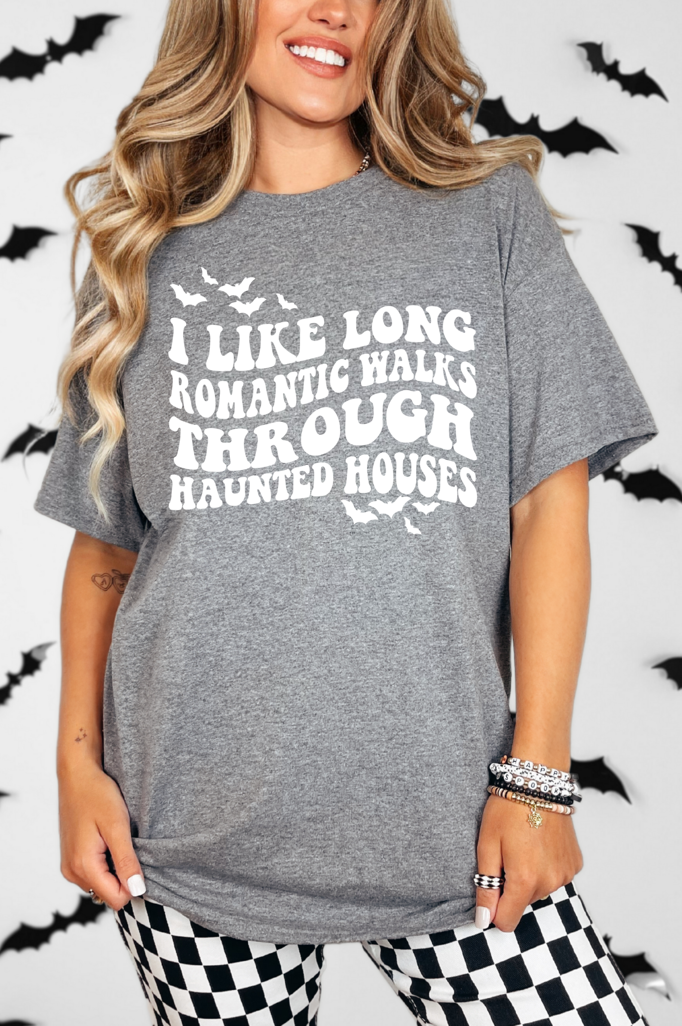 Long Haunted Walks Graphic Tee-Womens-Stay Foxy Boutique, Florissant, Missouri