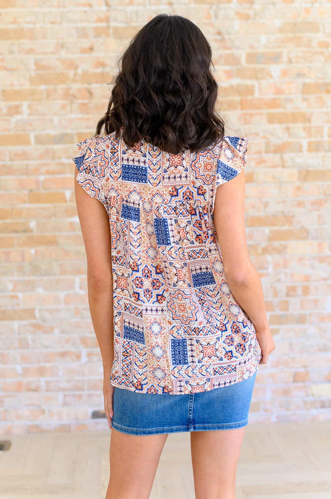 Love of My Life Flutter Sleeve Top in Denim Taupe-Tops-Stay Foxy Boutique, Florissant, Missouri