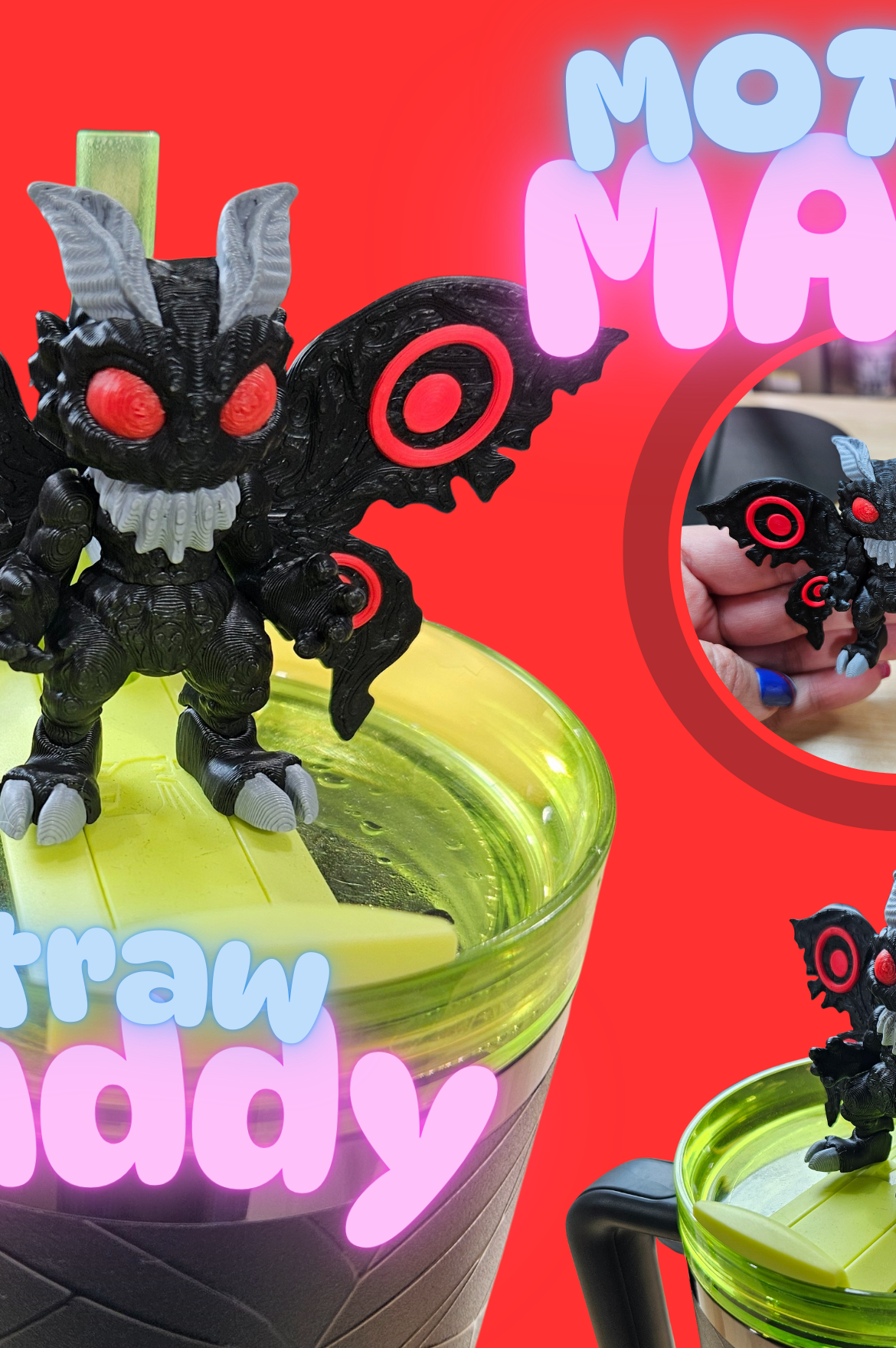 MOTH MAN-3D PRINTED STRAW BUDDY-Stay Foxy Boutique, Florissant, Missouri