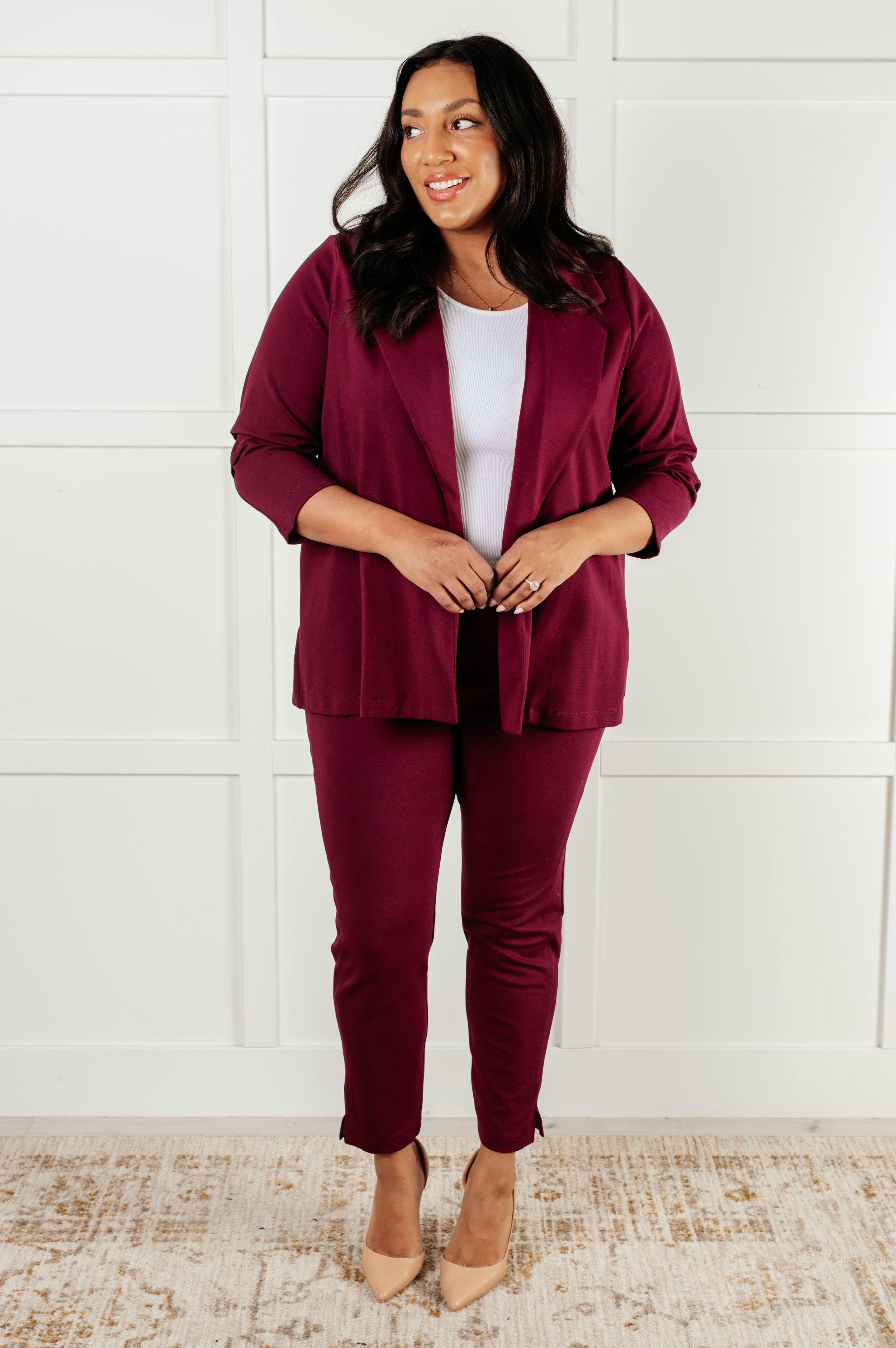 Magic 3/4 Blazer in Wine-Layers-Stay Foxy Boutique, Florissant, Missouri