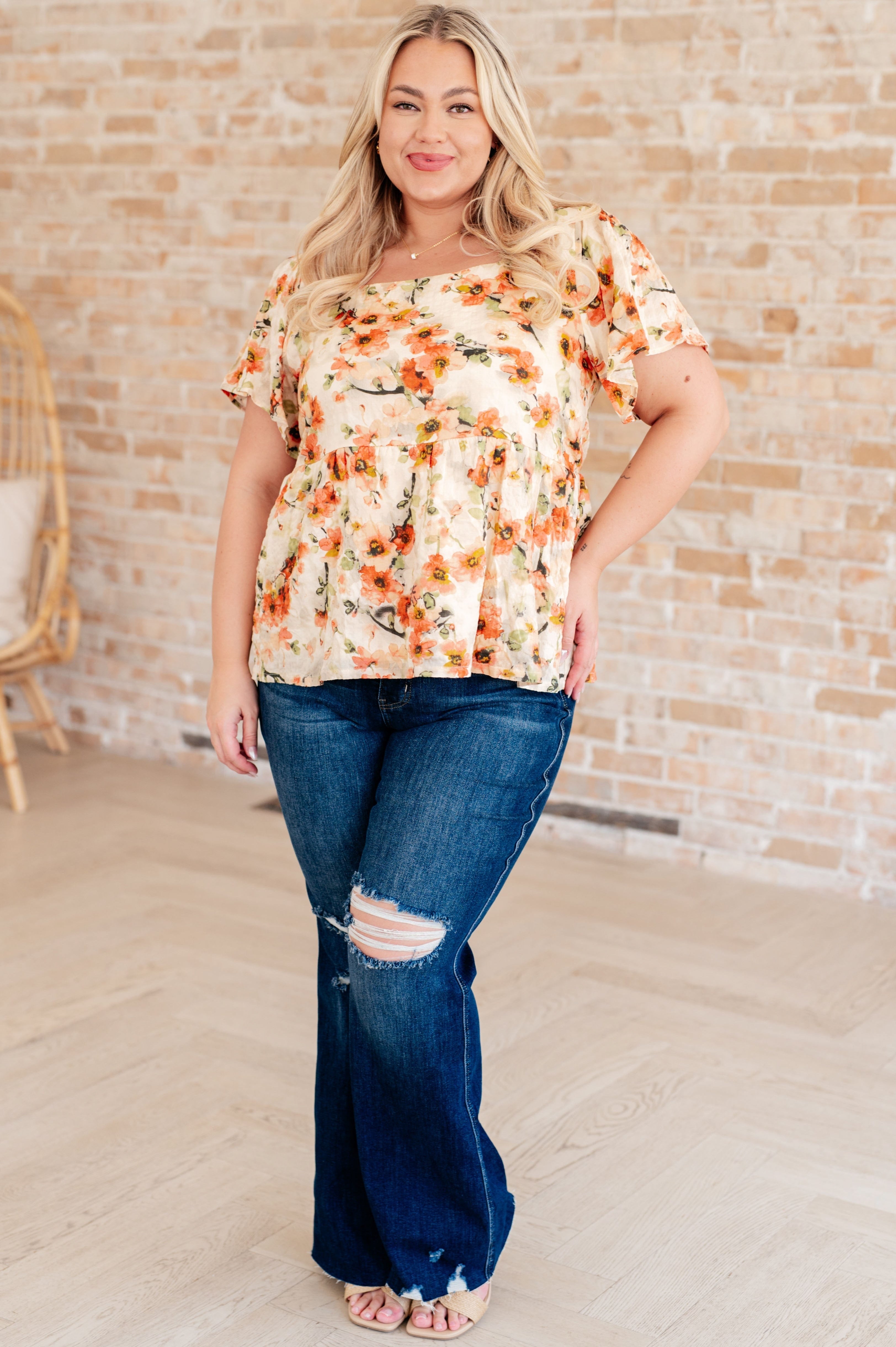 Magic Dance Square Neck Floral Blouse-Tops-Stay Foxy Boutique, Florissant, Missouri