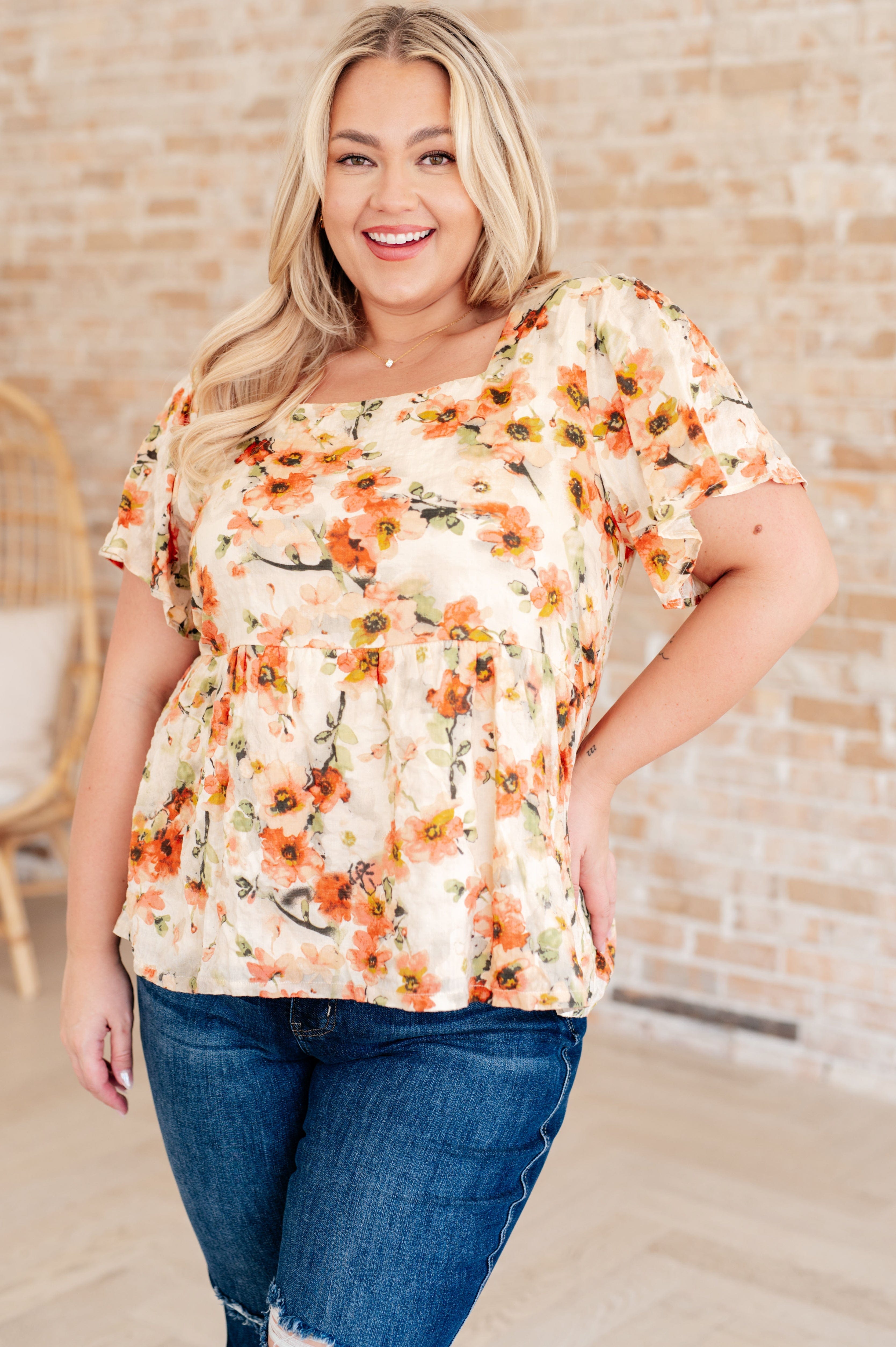 Magic Dance Square Neck Floral Blouse-Tops-Stay Foxy Boutique, Florissant, Missouri