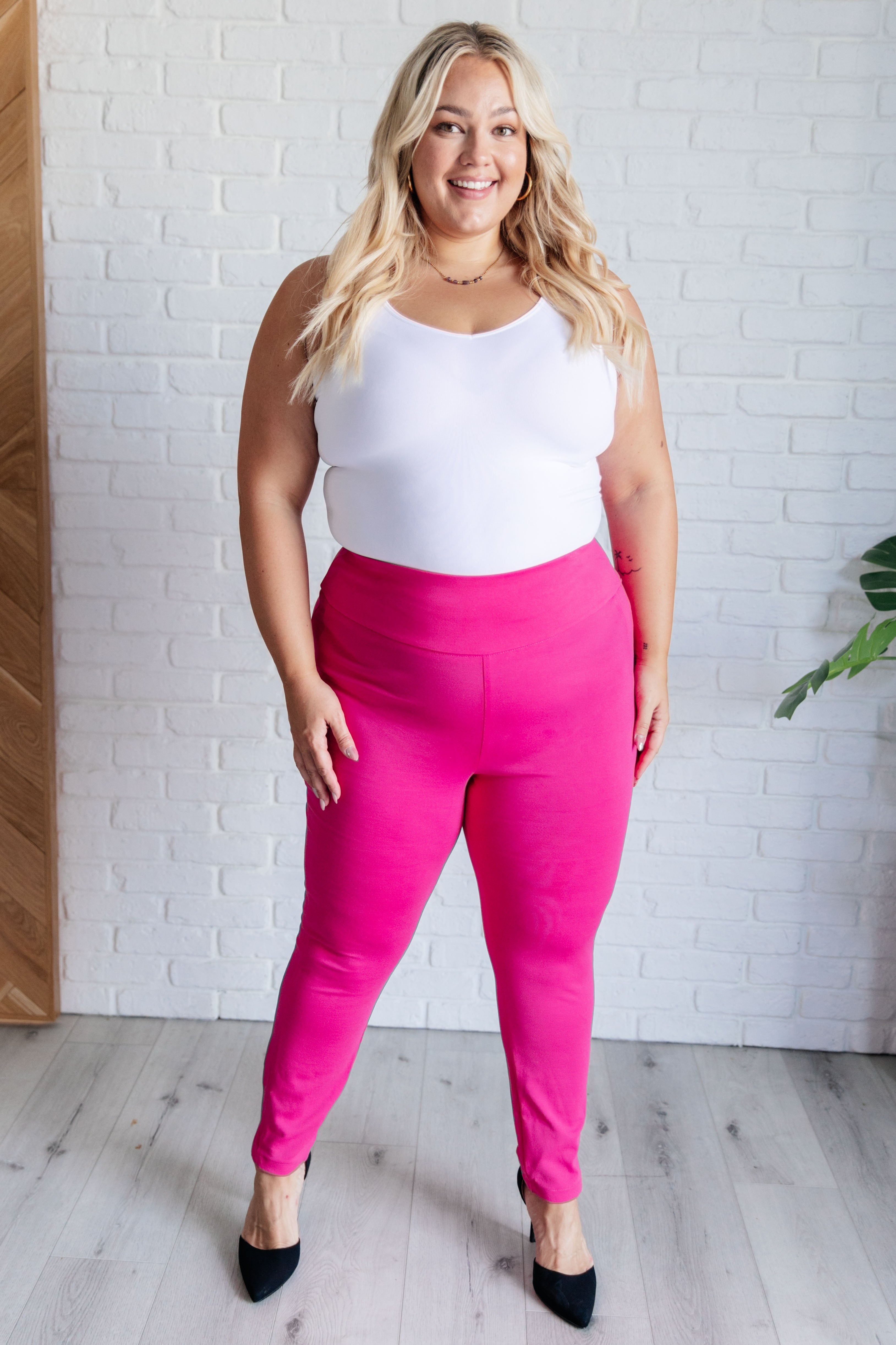 Magic Skinny 28" Pants in Hot Pink-Bottoms-Stay Foxy Boutique, Florissant, Missouri