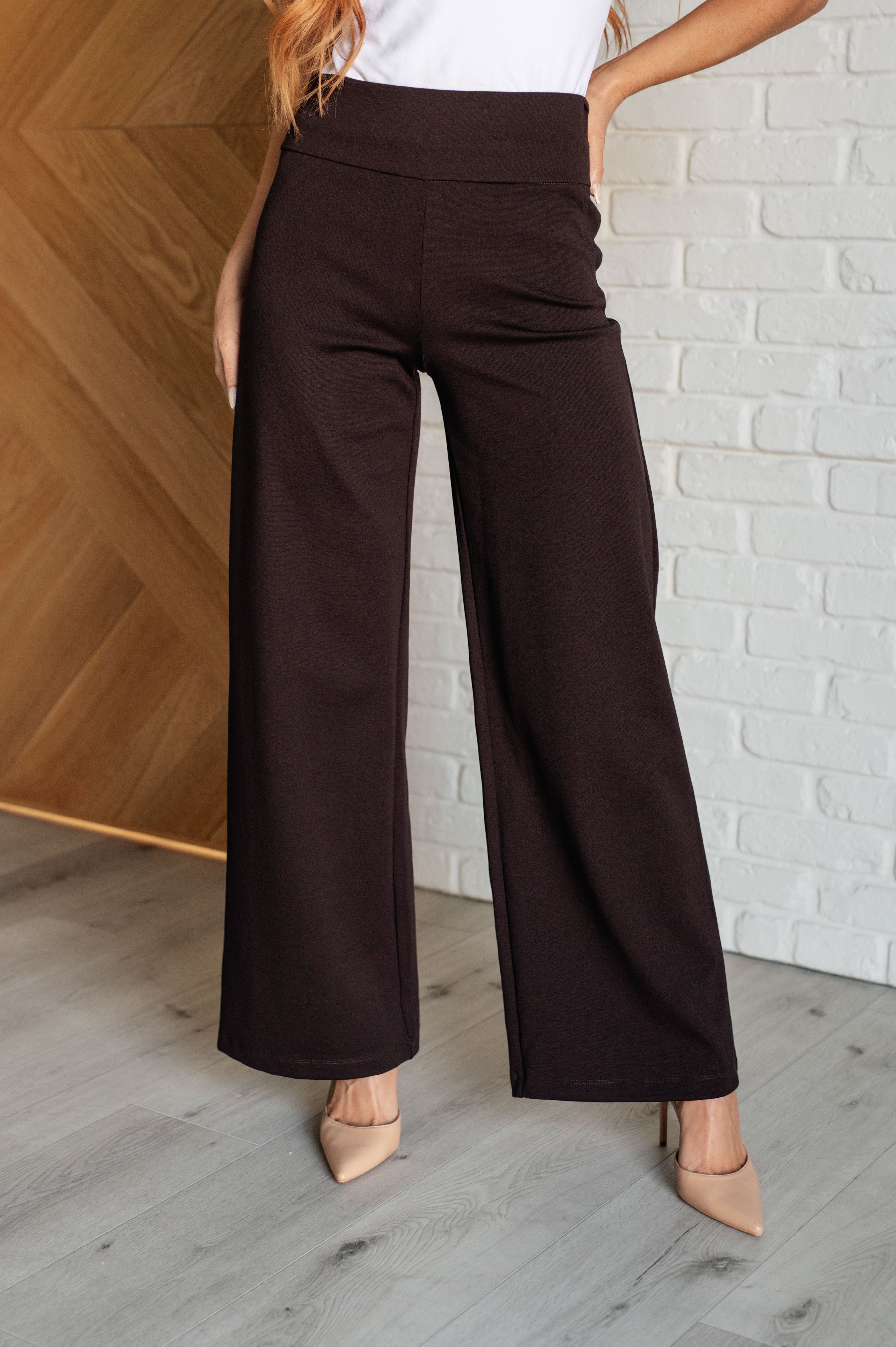 Magic Wide Leg Pants in Chocolate-Bottoms-Stay Foxy Boutique, Florissant, Missouri