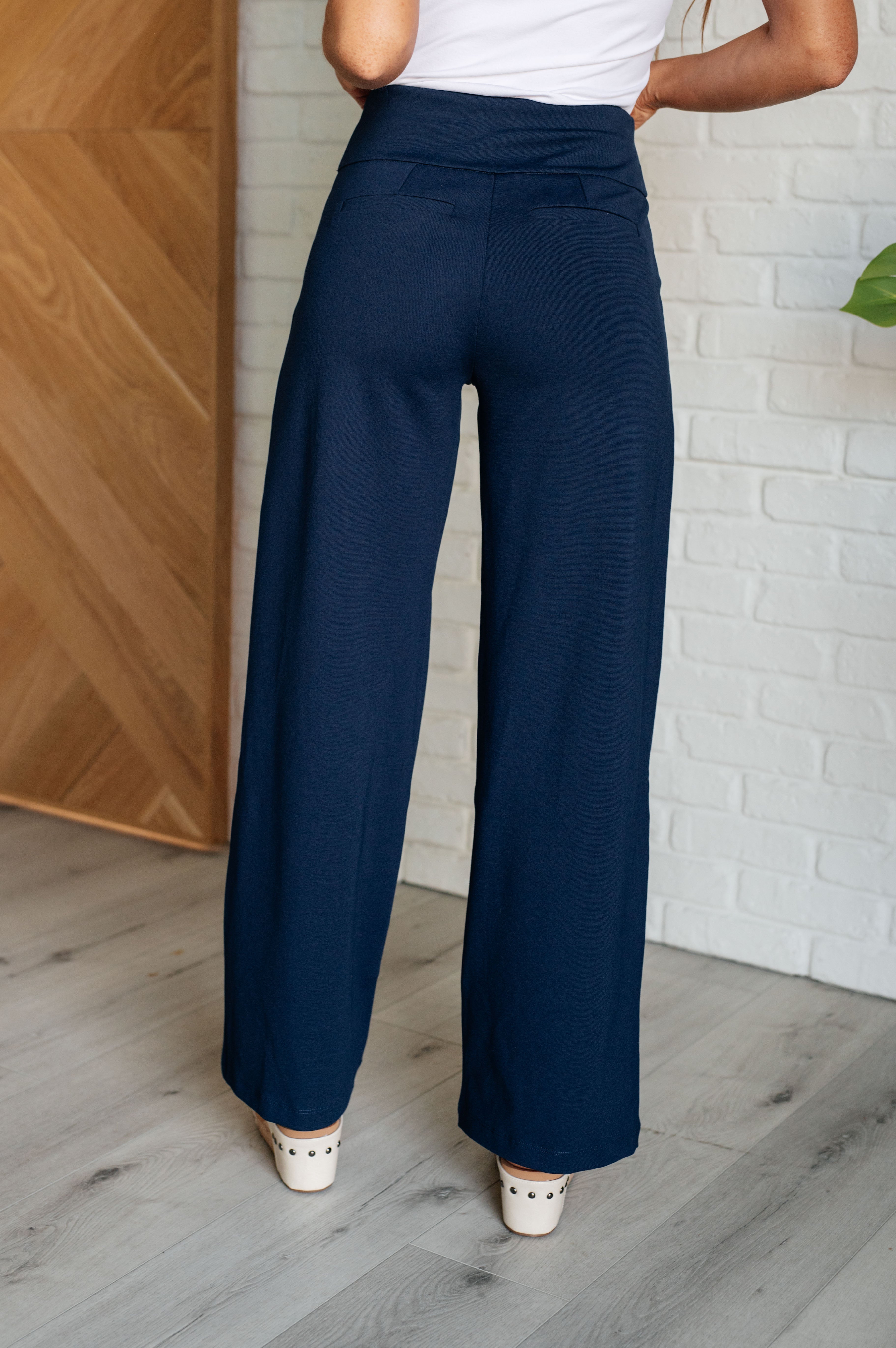 Magic Wide Leg Pants in Navy-Bottoms-Stay Foxy Boutique, Florissant, Missouri