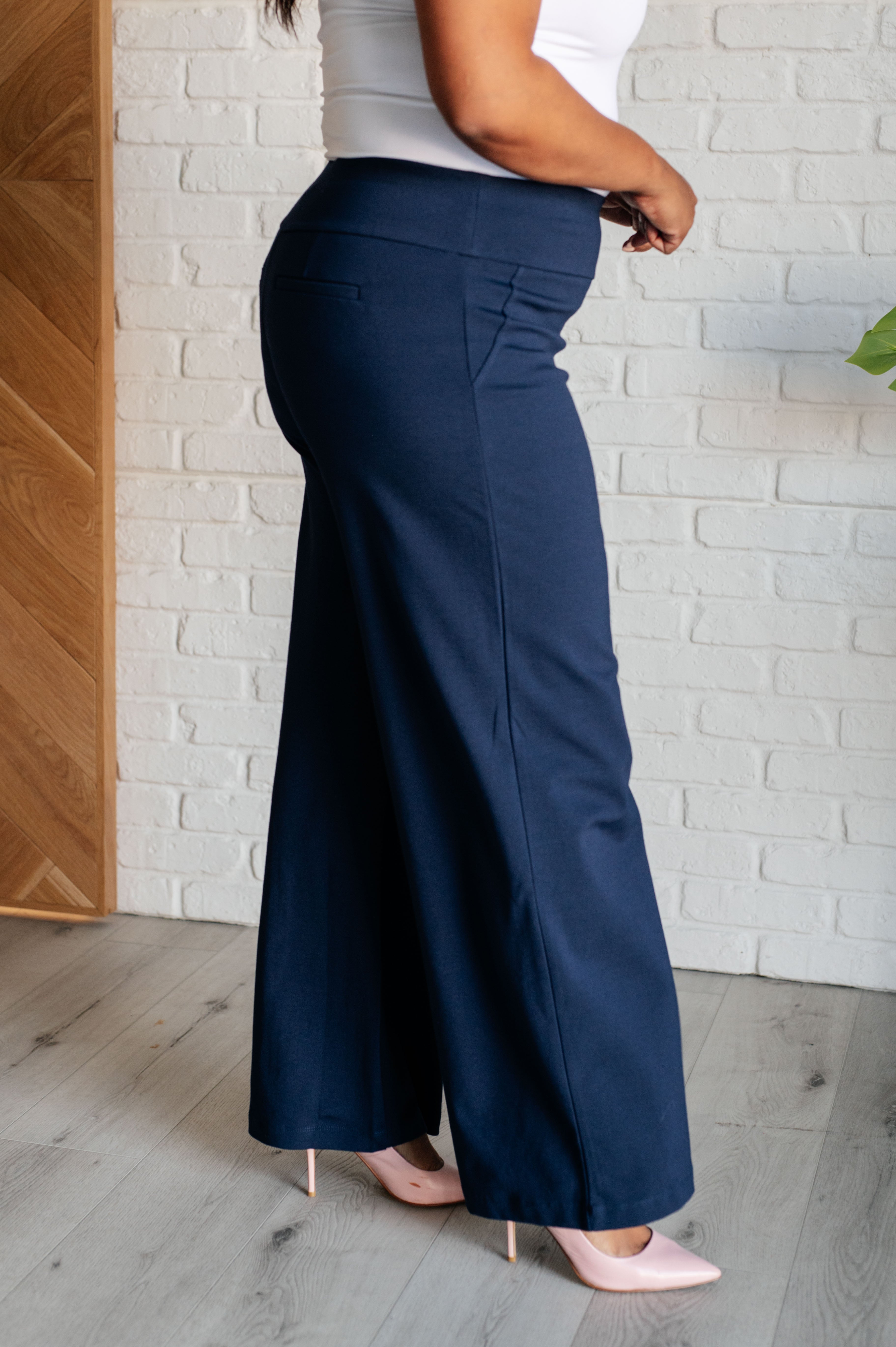 Magic Wide Leg Pants in Navy-Bottoms-Stay Foxy Boutique, Florissant, Missouri