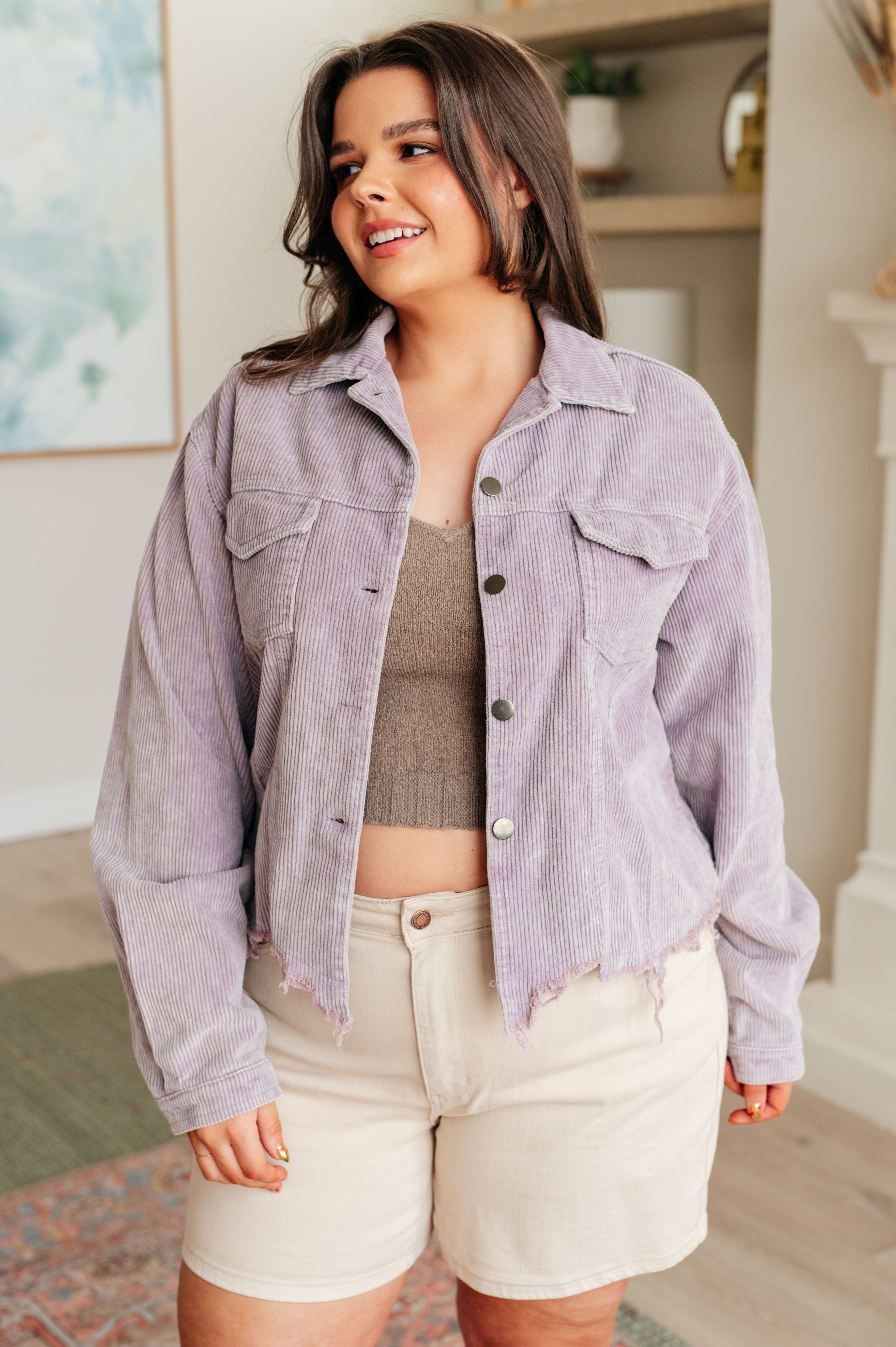 Main Stage Corduroy Jacket in Lavender-Layers-Stay Foxy Boutique, Florissant, Missouri