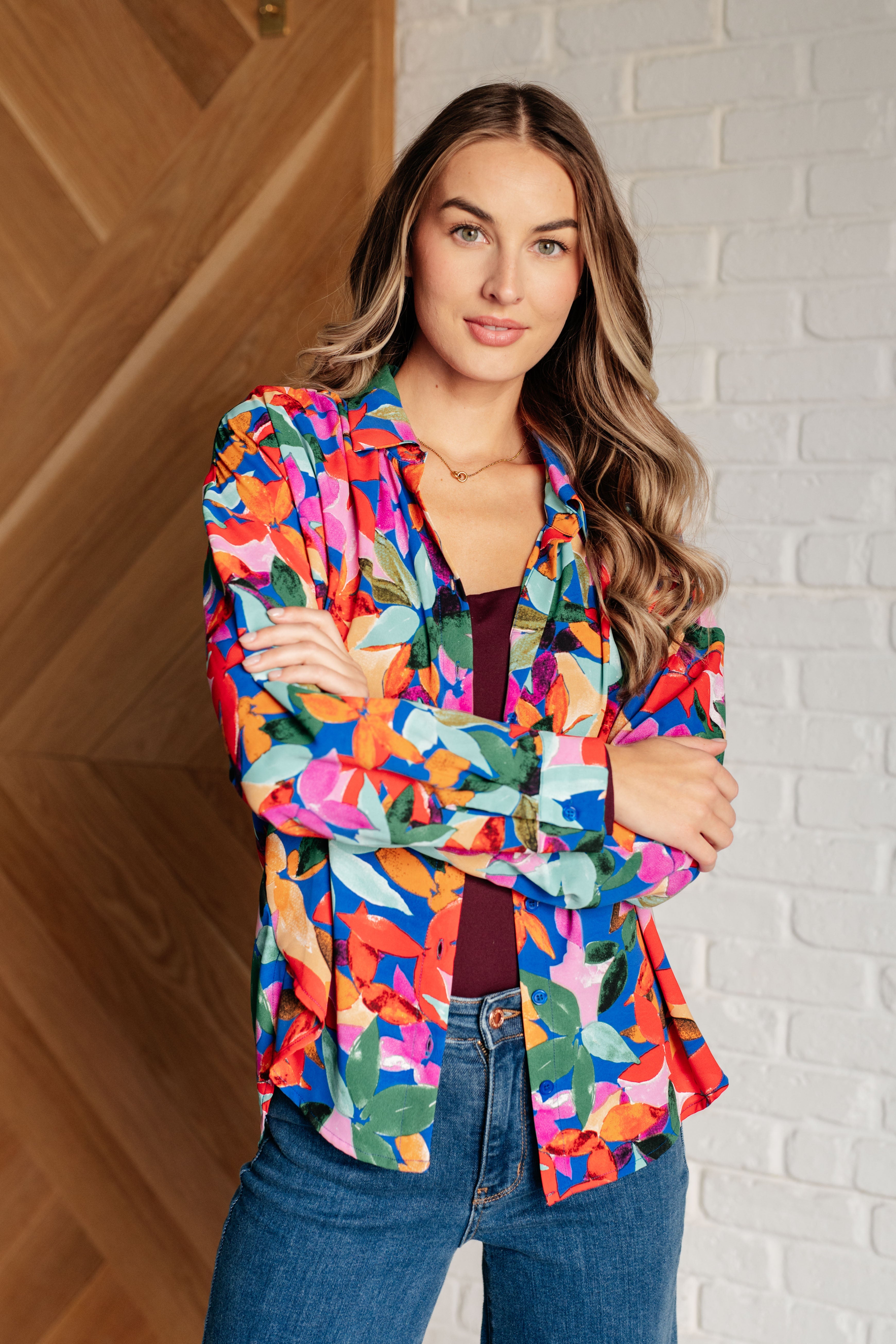Make Like a Tree and Leaf Button Up Blouse-Tops-Stay Foxy Boutique, Florissant, Missouri