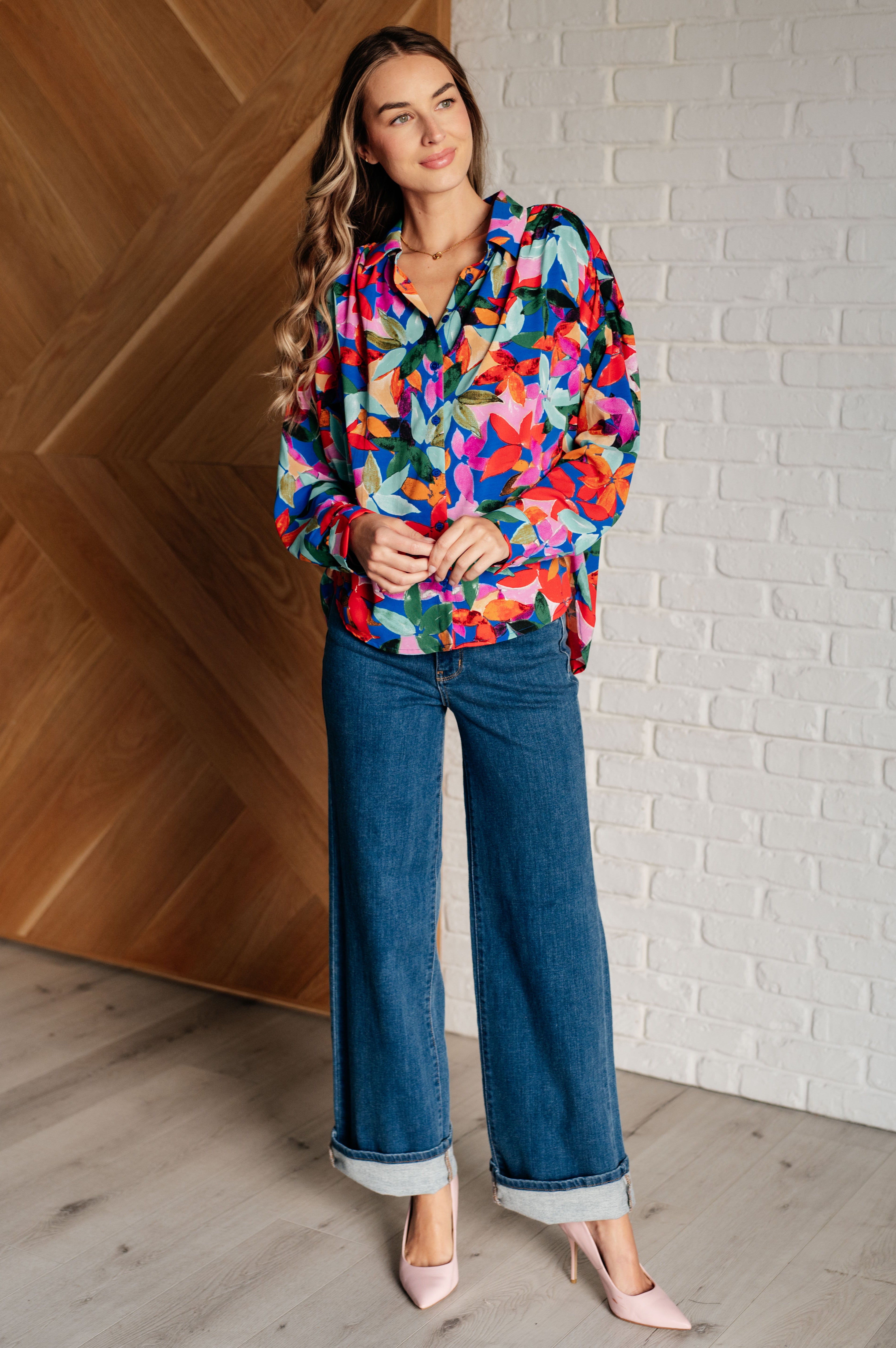 Make Like a Tree and Leaf Button Up Blouse-Tops-Stay Foxy Boutique, Florissant, Missouri