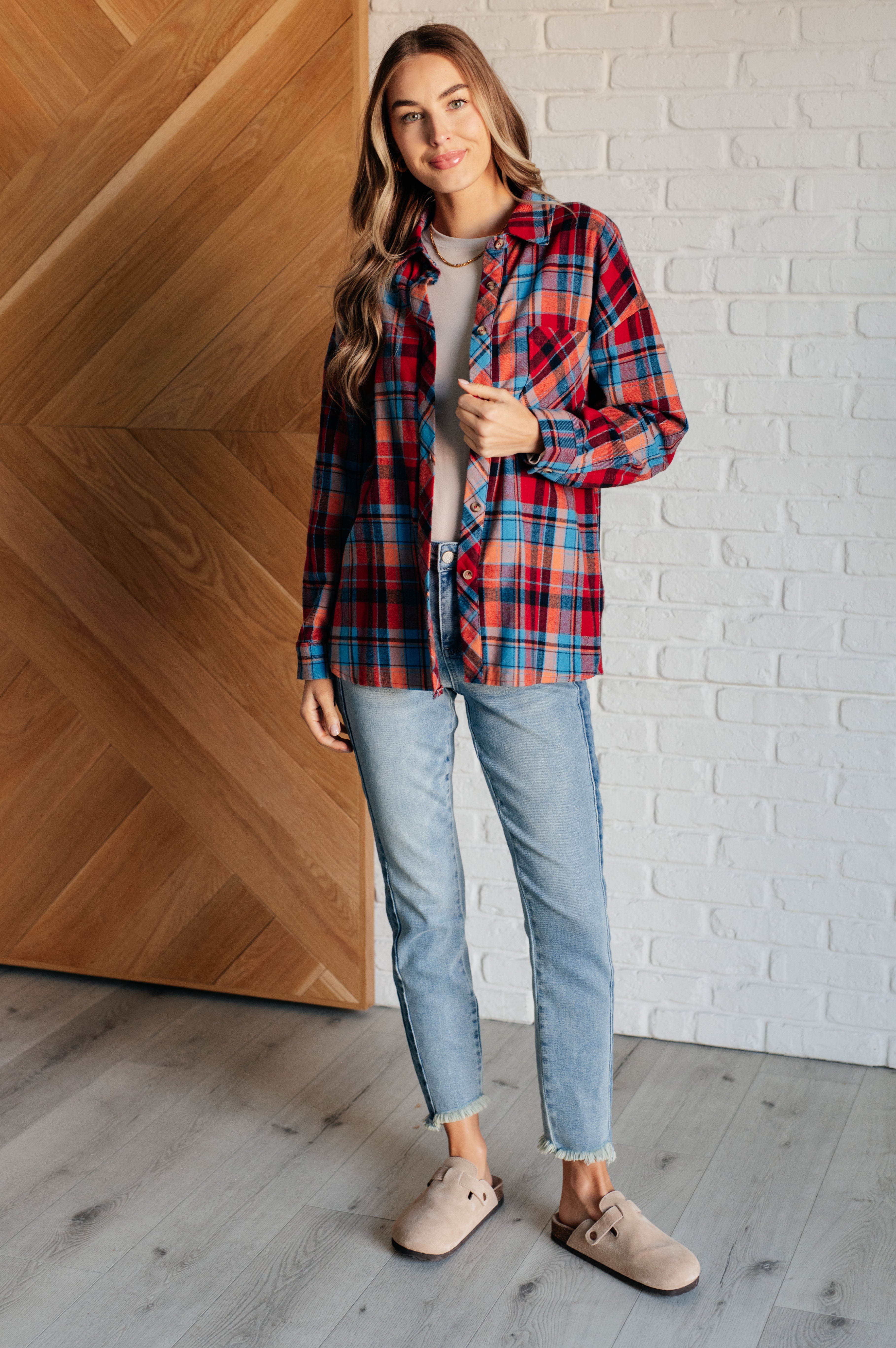 Make it Make Sense Plaid Button Up-Tops-Stay Foxy Boutique, Florissant, Missouri