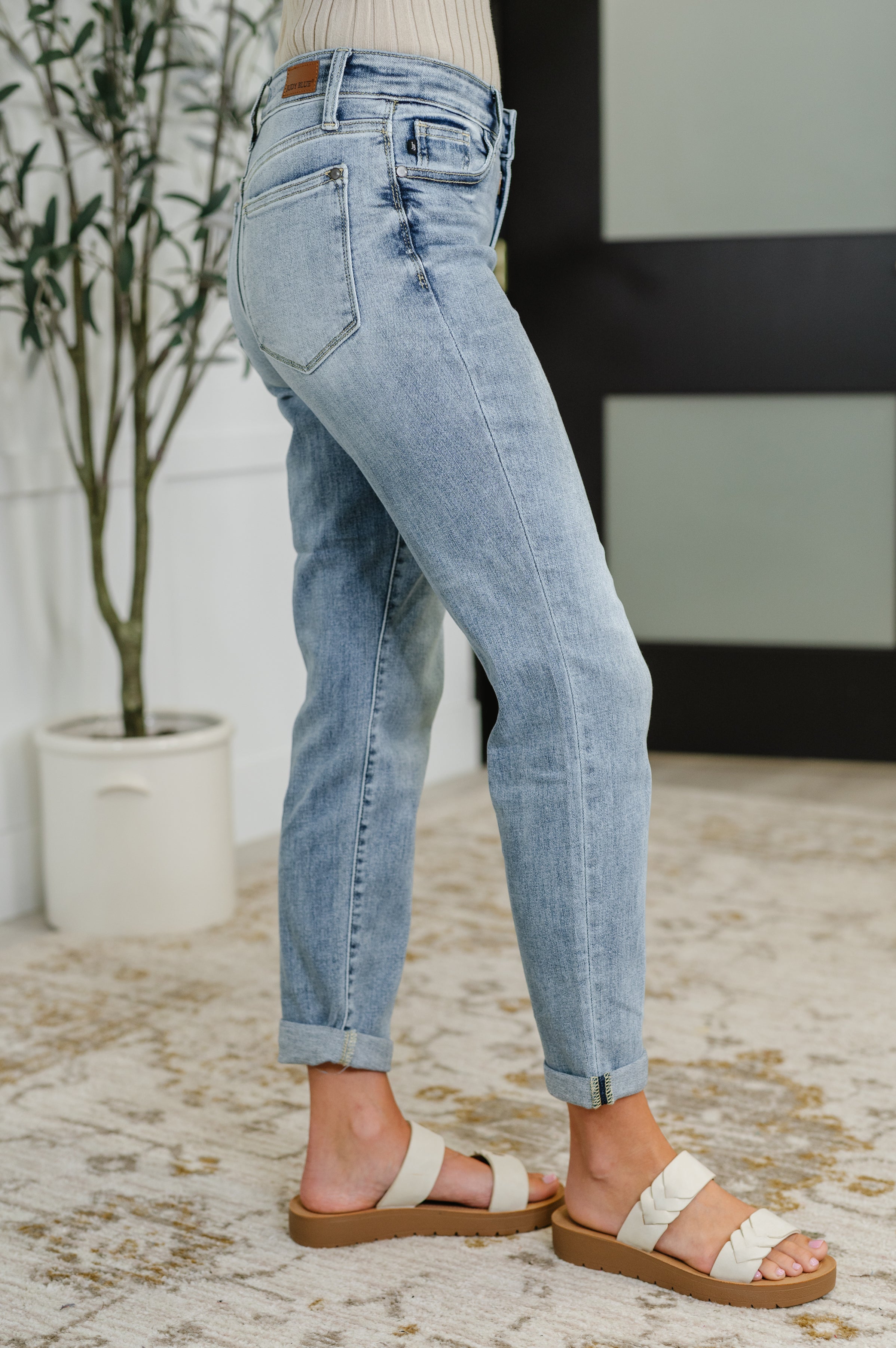 Mallory Mid Rise Bleach Wash Boyfriend Jeans-Womens-Stay Foxy Boutique, Florissant, Missouri