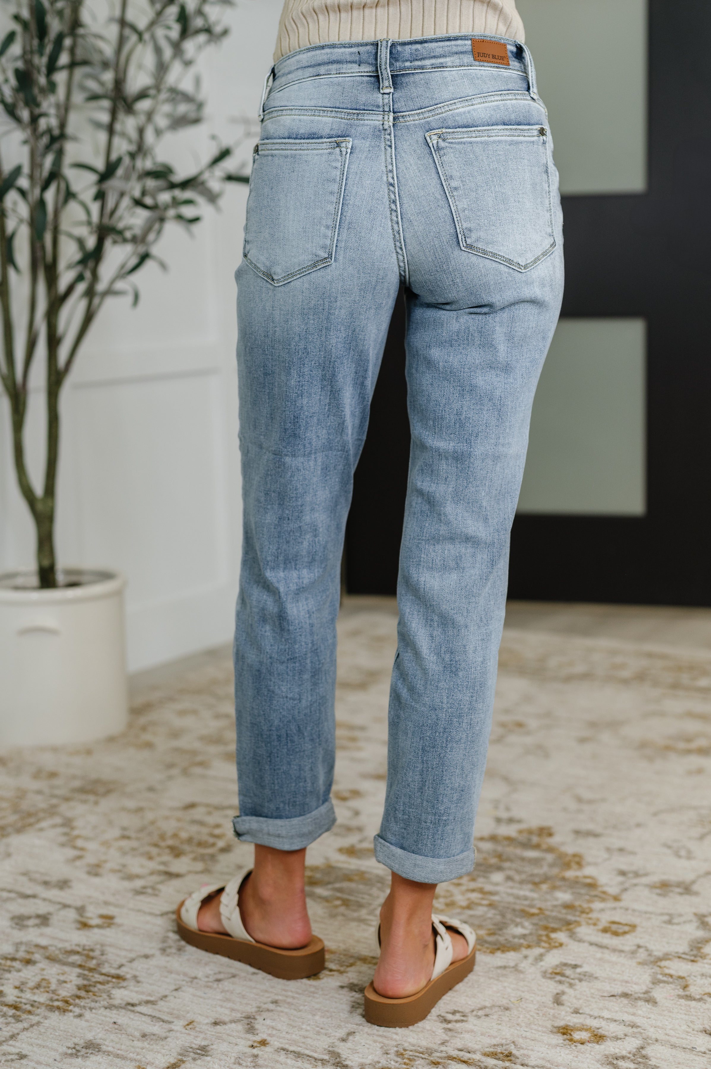 Mallory Mid Rise Bleach Wash Boyfriend Jeans-Womens-Stay Foxy Boutique, Florissant, Missouri