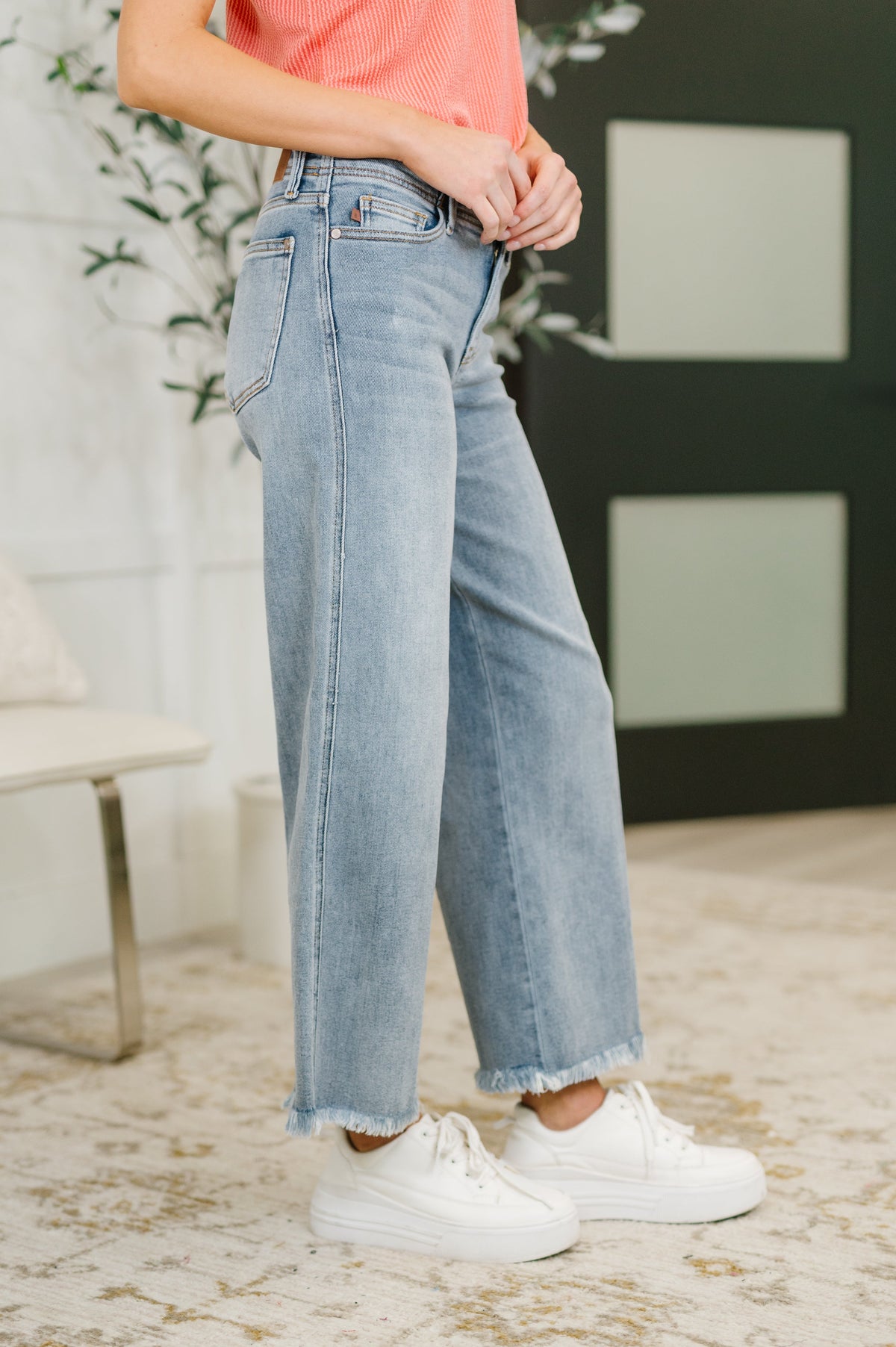 Mary Mid Rise Ankle Wide Leg + Hollywood WB + Fray Hem-Womens-Stay Foxy Boutique, Florissant, Missouri