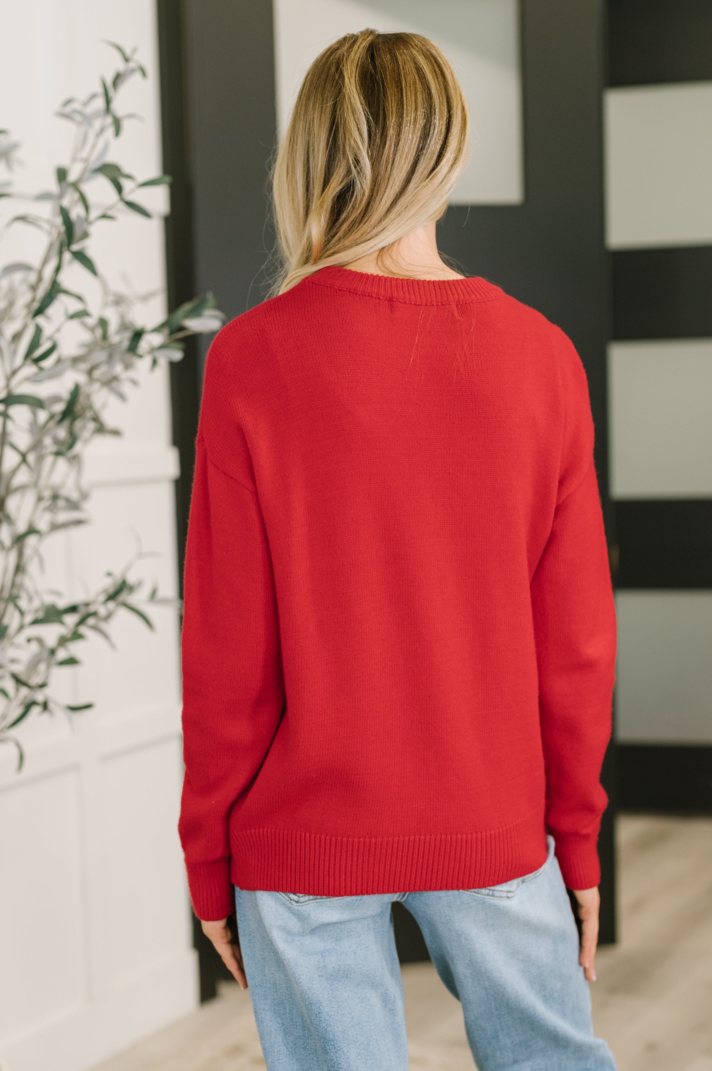 Merry Applique Drop Shoulder Pullover-Womens-Stay Foxy Boutique, Florissant, Missouri
