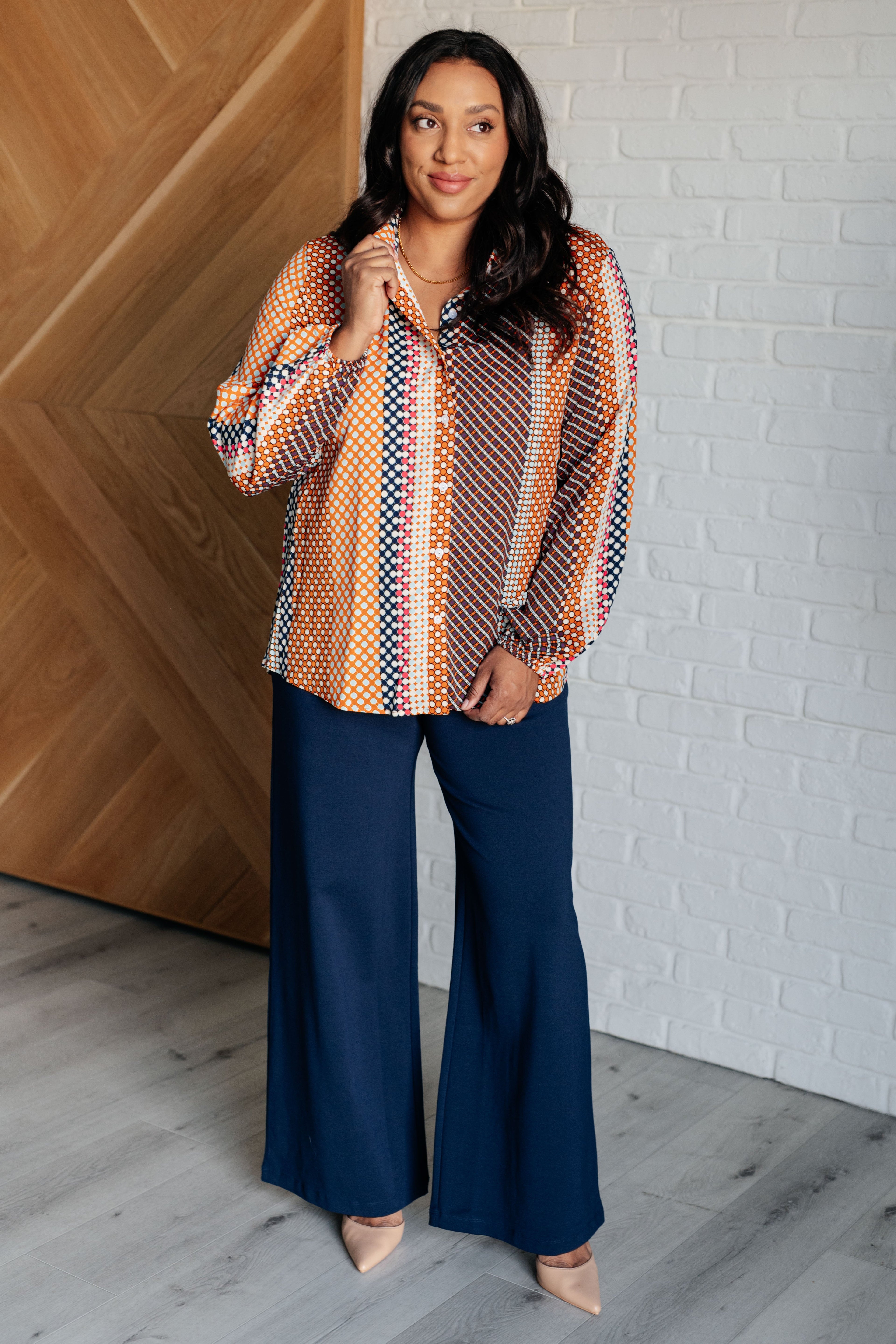 Moderately Mod Polka Dot Button Up Top-Tops-Stay Foxy Boutique, Florissant, Missouri