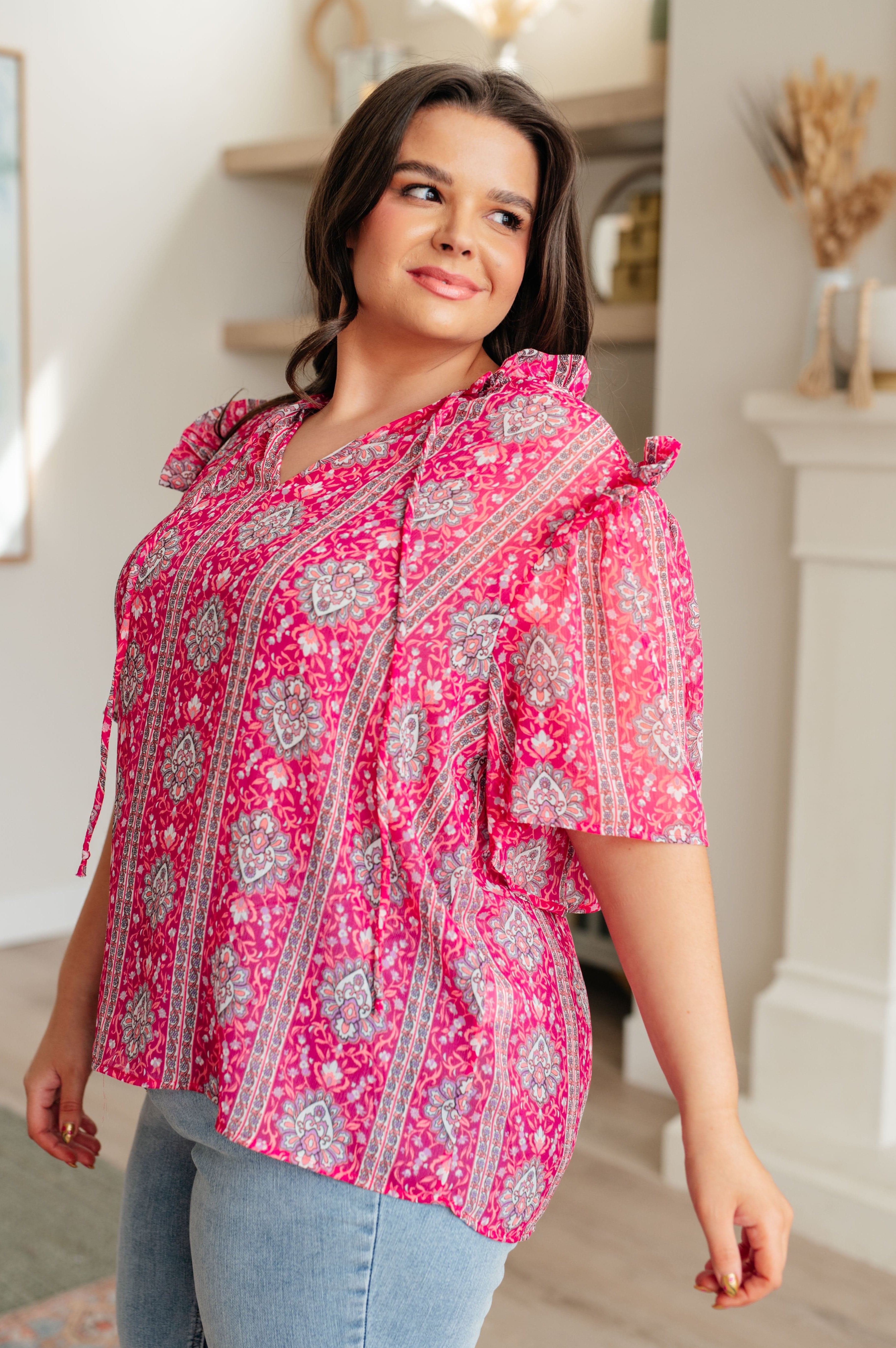 Moments Like This V-Neck Bell Sleeve Blouse-Tops-Stay Foxy Boutique, Florissant, Missouri