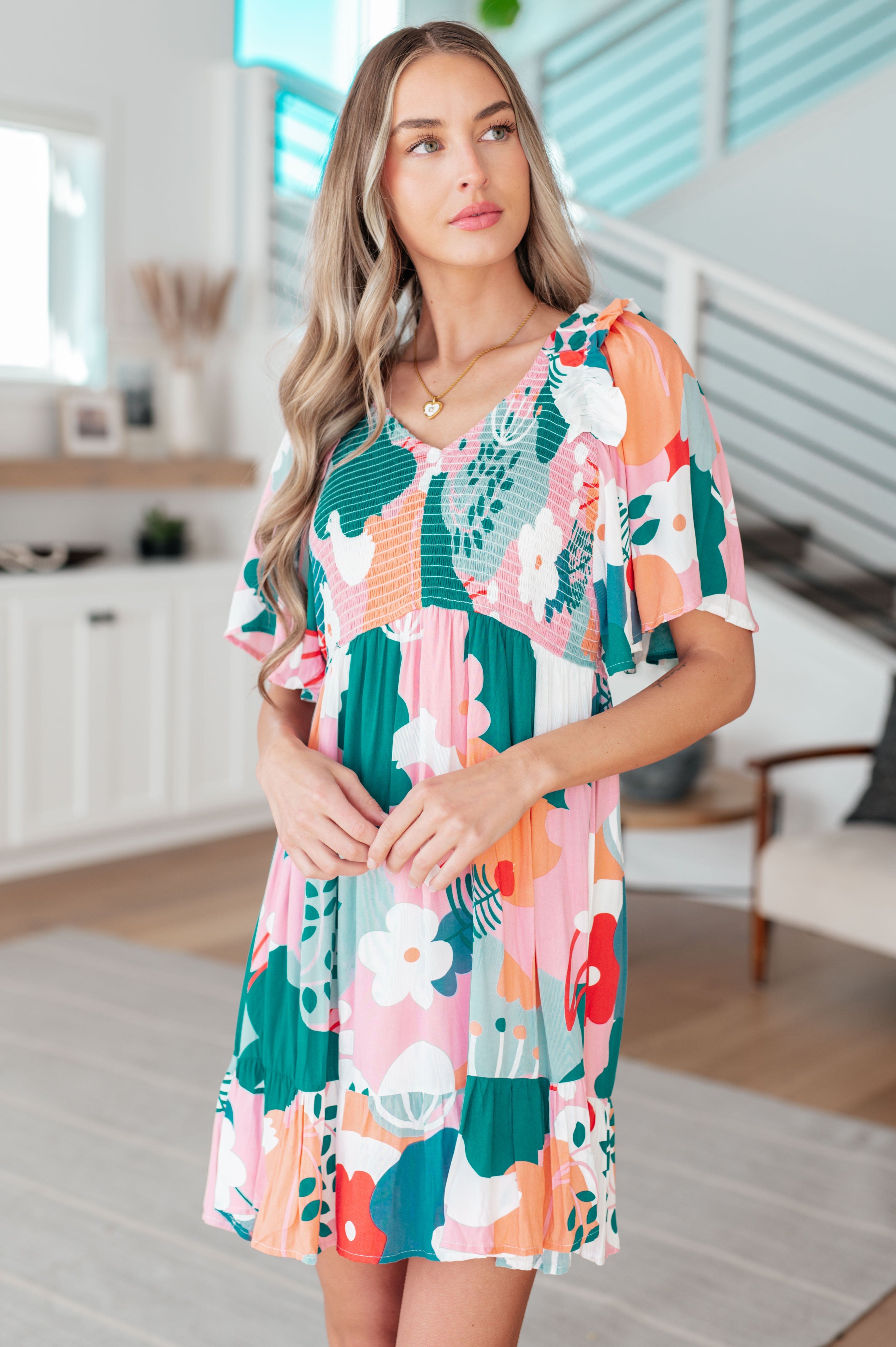 Monet's Garden Floral Dress-Dresses-Stay Foxy Boutique, Florissant, Missouri