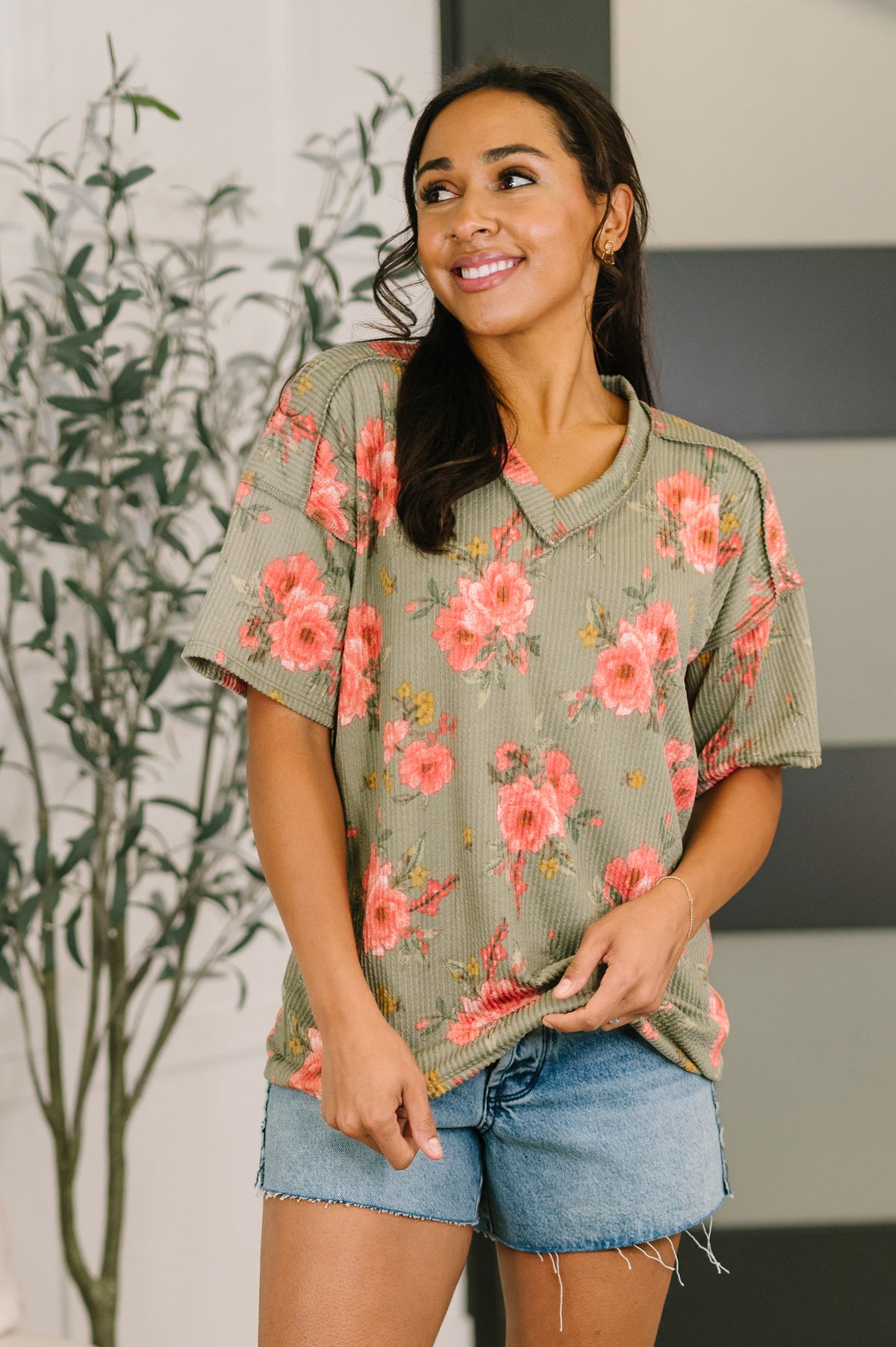 More Than Butterflies Floral V-Neck Top-Womens-Stay Foxy Boutique, Florissant, Missouri