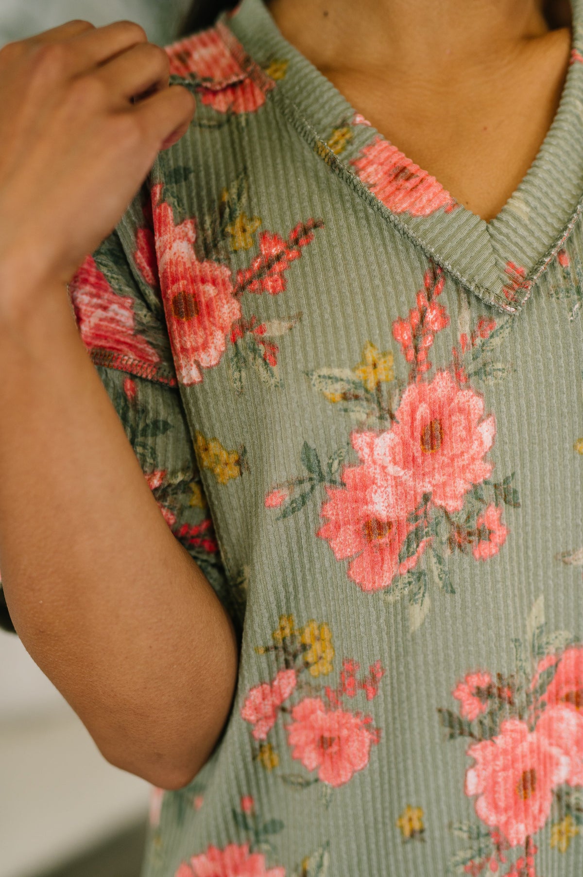 More Than Butterflies Floral V-Neck Top-Womens-Stay Foxy Boutique, Florissant, Missouri