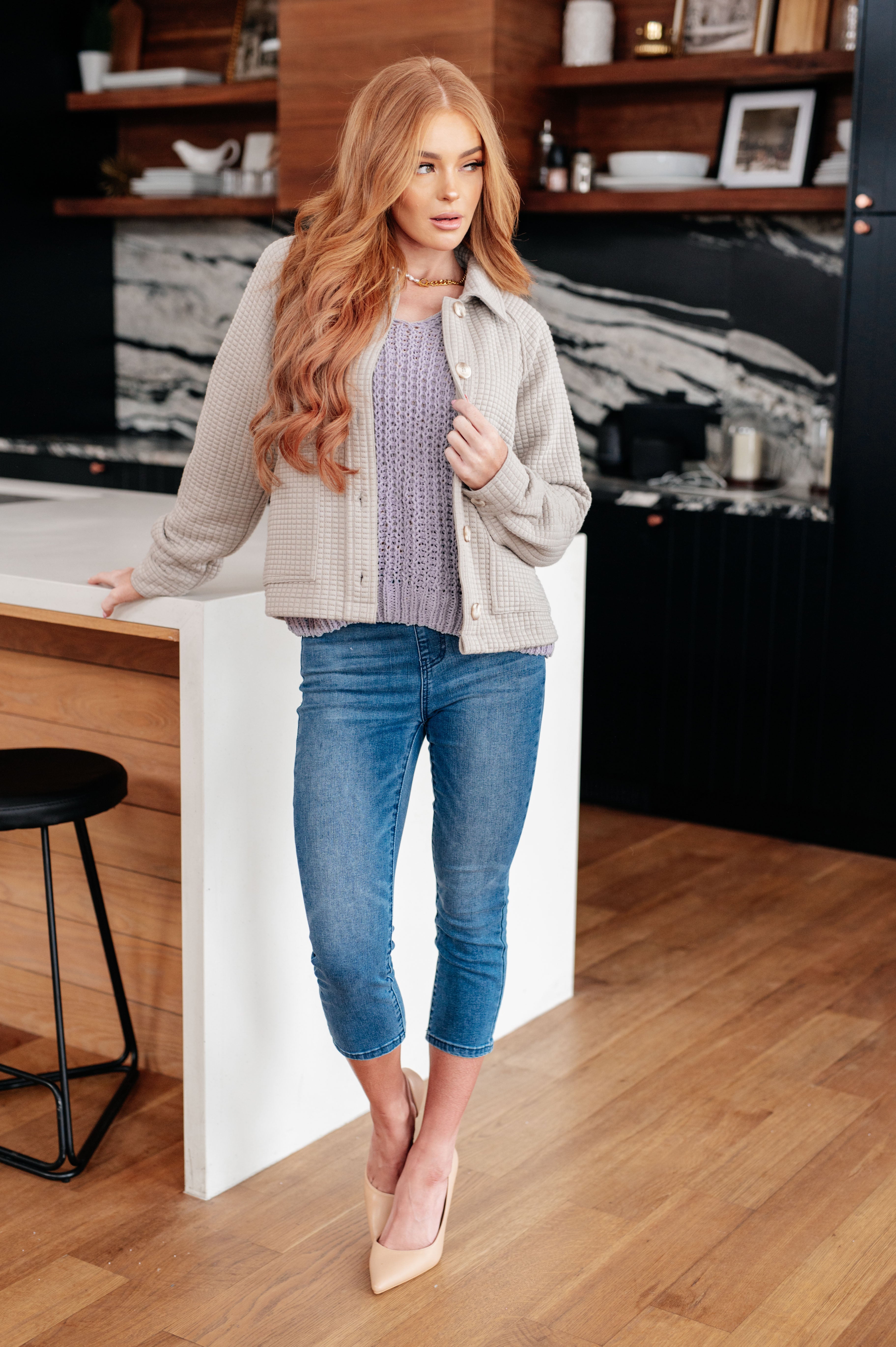 Captured My Interest Chunky V-Neck Sweater-Tops-Stay Foxy Boutique, Florissant, Missouri