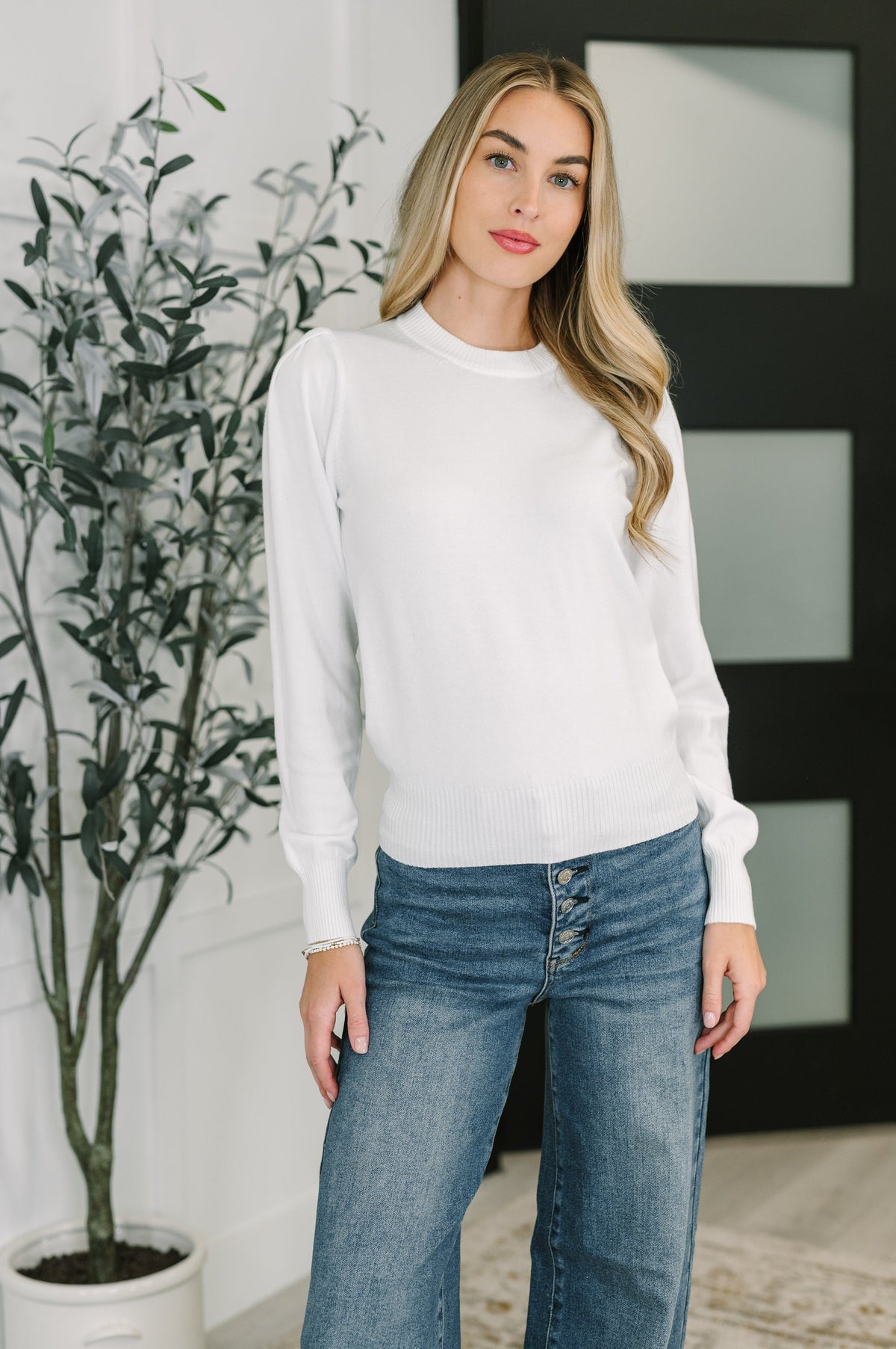 Necessary Closet Space Long Sleeve Top in White-Womens-Stay Foxy Boutique, Florissant, Missouri