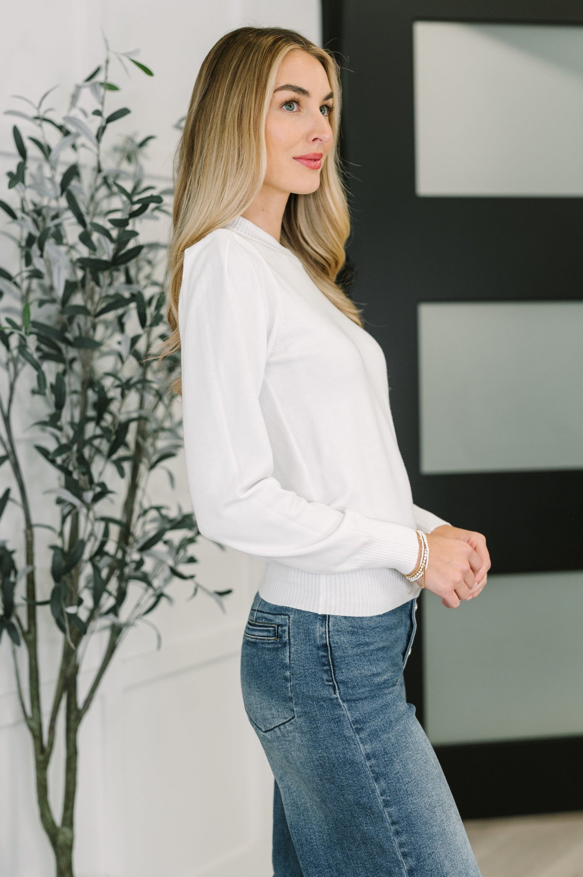 Necessary Closet Space Long Sleeve Top in White-Womens-Stay Foxy Boutique, Florissant, Missouri