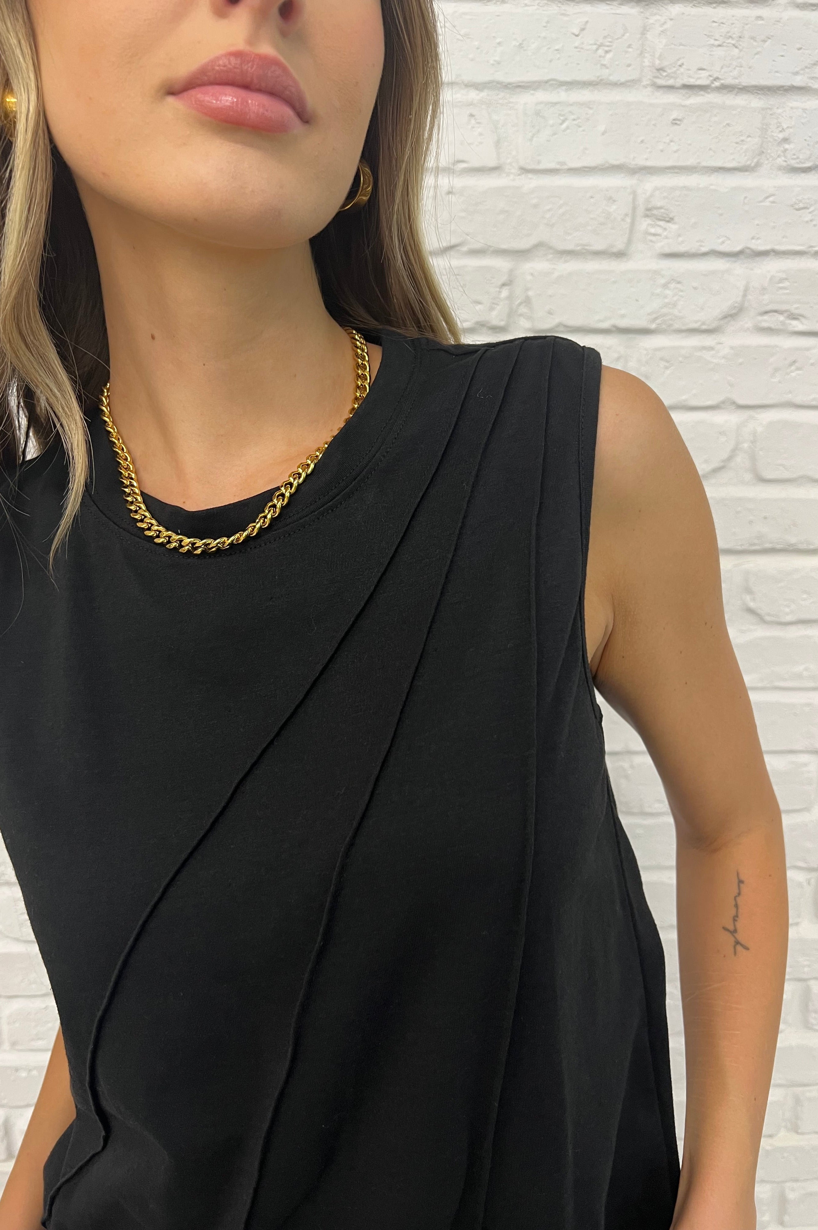 New Normal Pleat Detail Sleeveless Top in Black-Womens-Stay Foxy Boutique, Florissant, Missouri