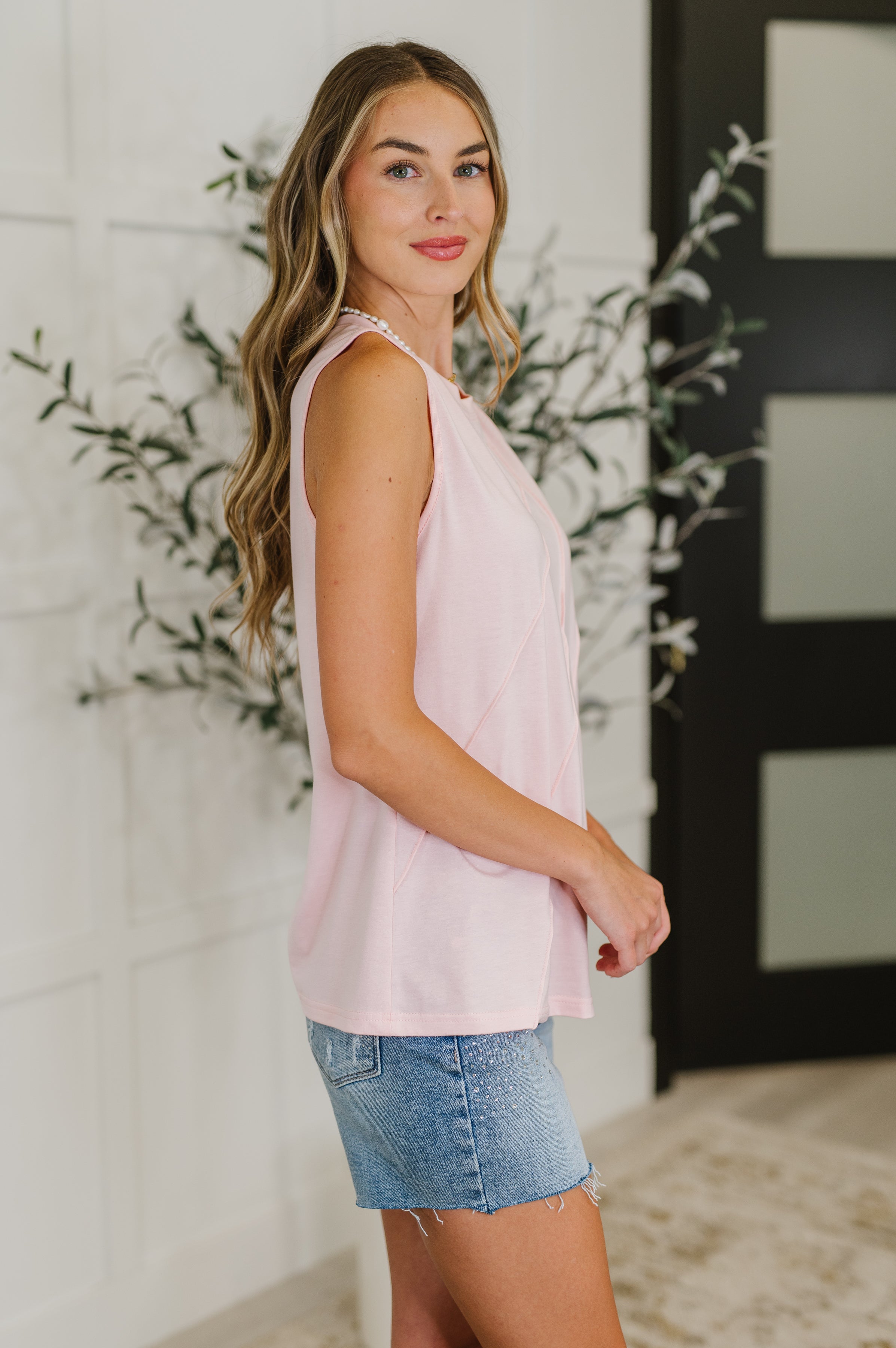 New Normal Pleat Detail Sleeveless Top in Pink-Womens-Stay Foxy Boutique, Florissant, Missouri