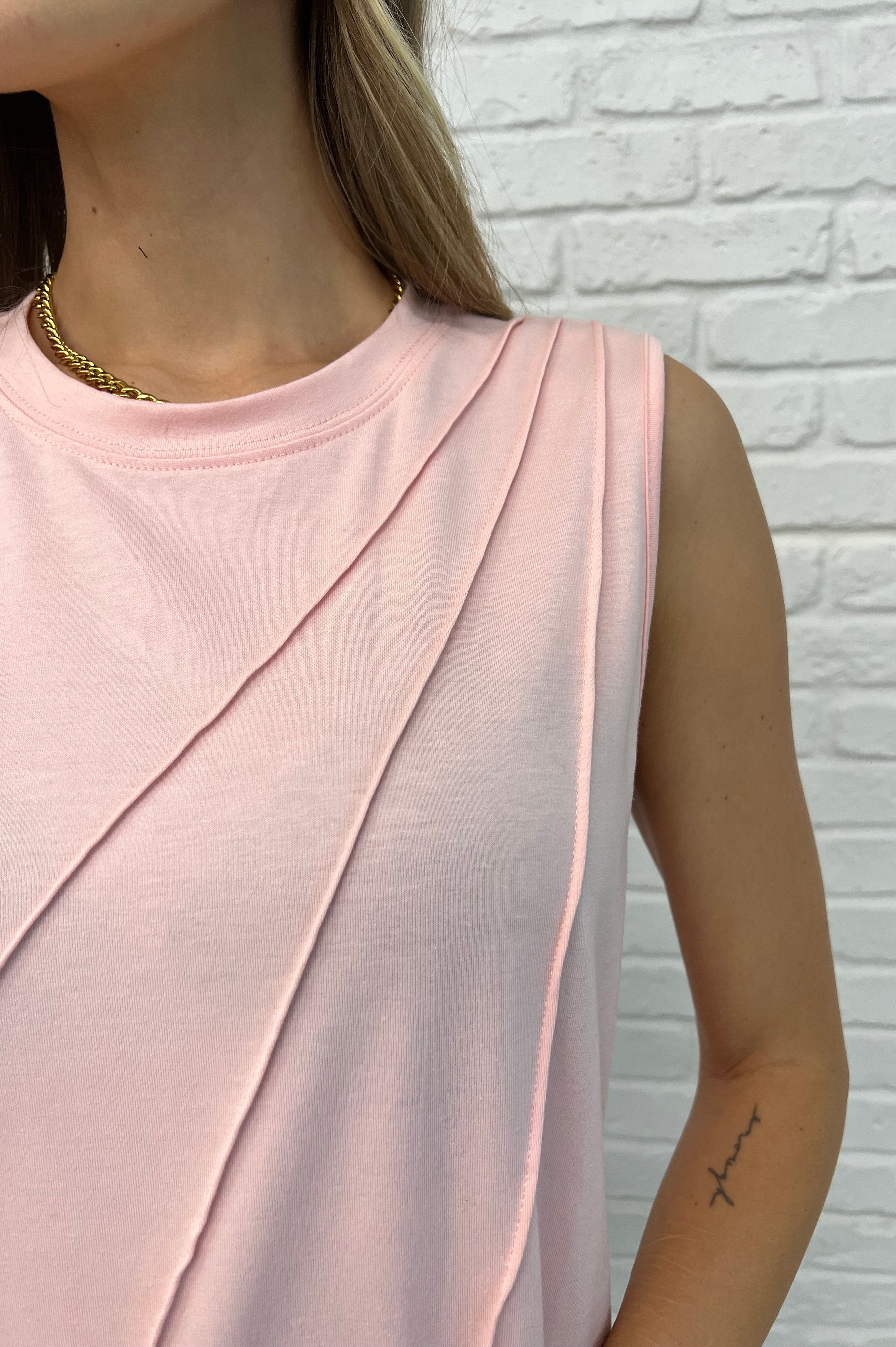 New Normal Pleat Detail Sleeveless Top in Pink-Womens-Stay Foxy Boutique, Florissant, Missouri