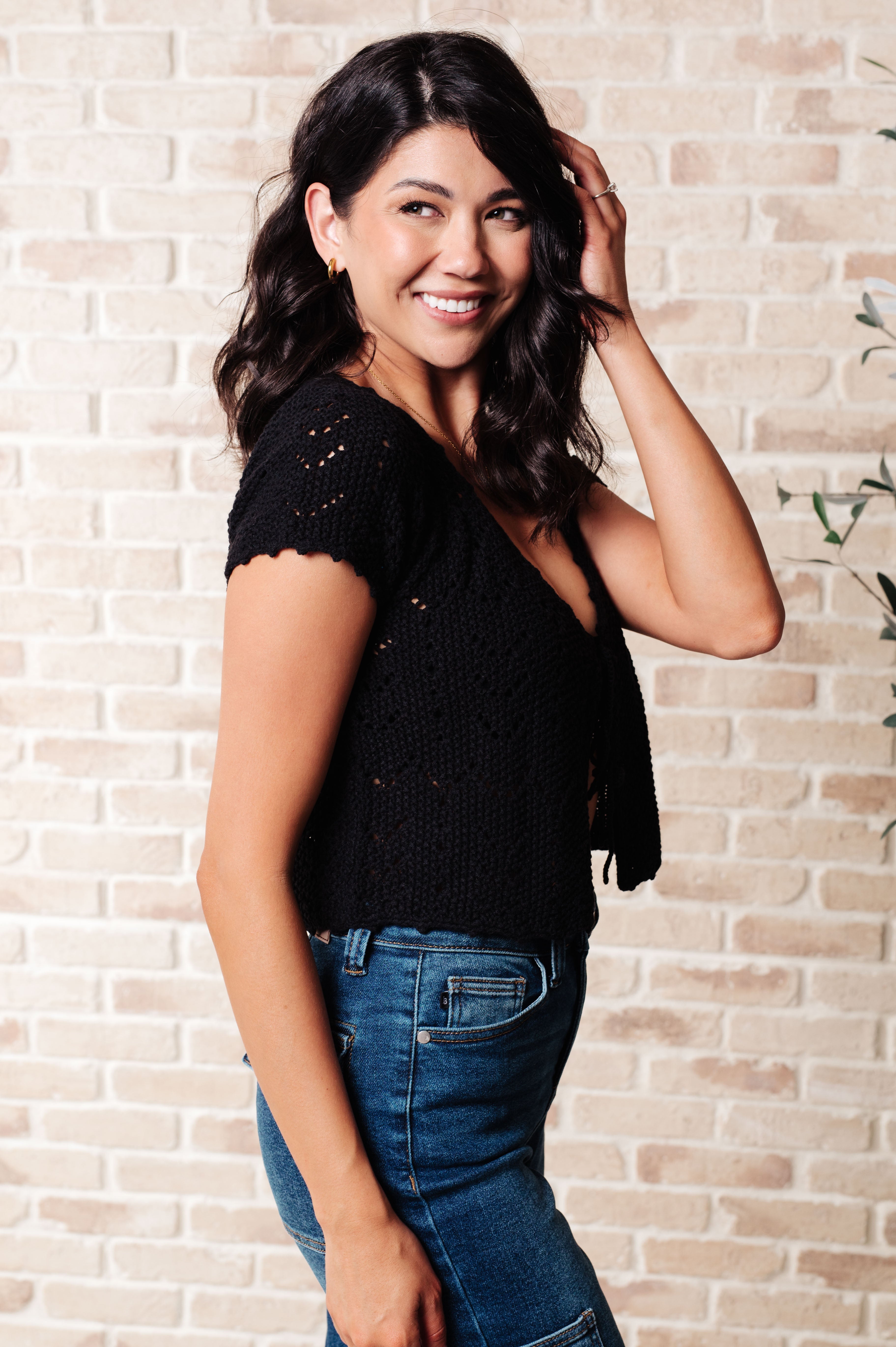 Nighttime Coffee Cardigan in Black-Layers-Stay Foxy Boutique, Florissant, Missouri