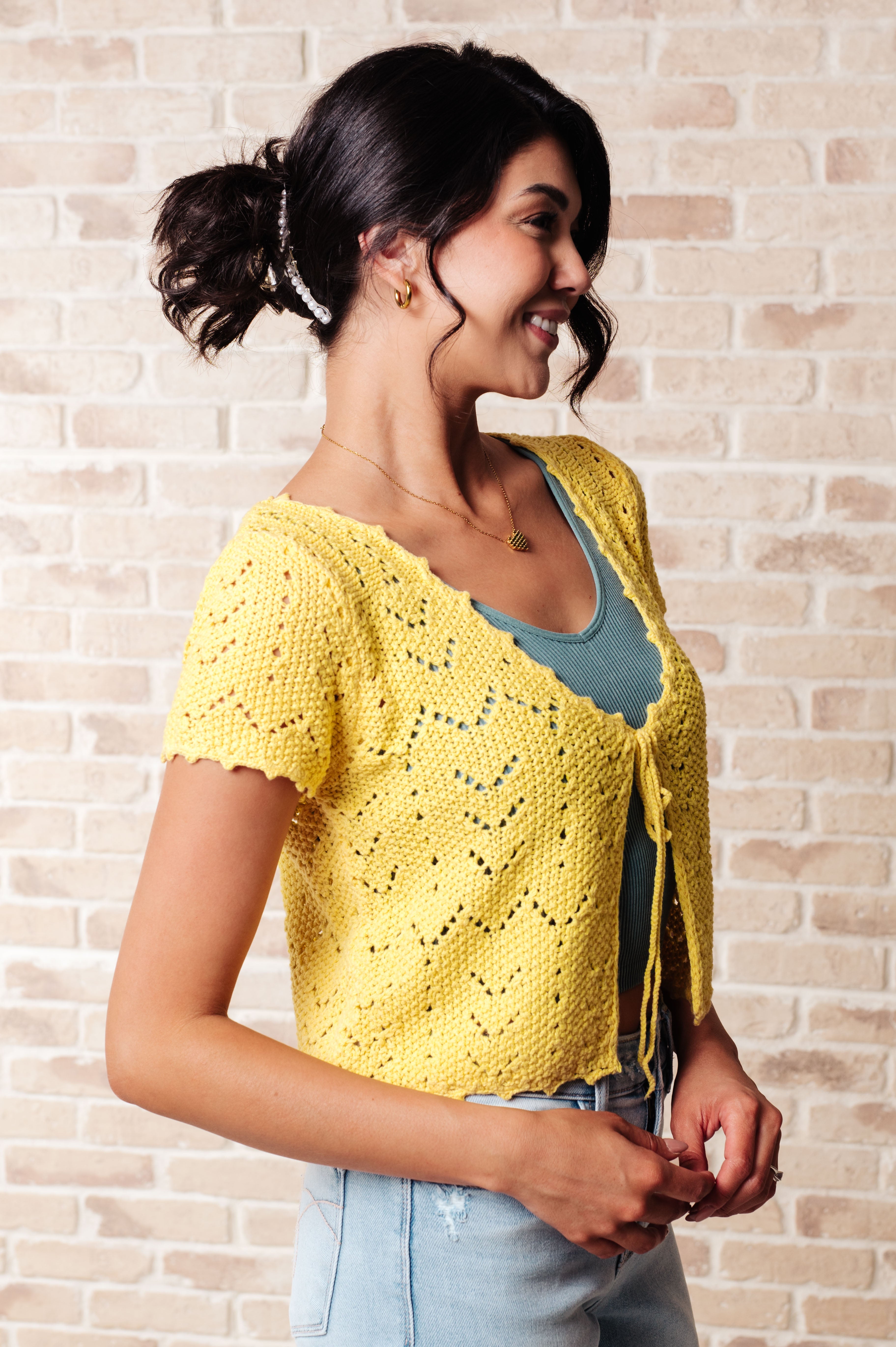Nighttime Coffee Cardigan in Pineapple-Layers-Stay Foxy Boutique, Florissant, Missouri