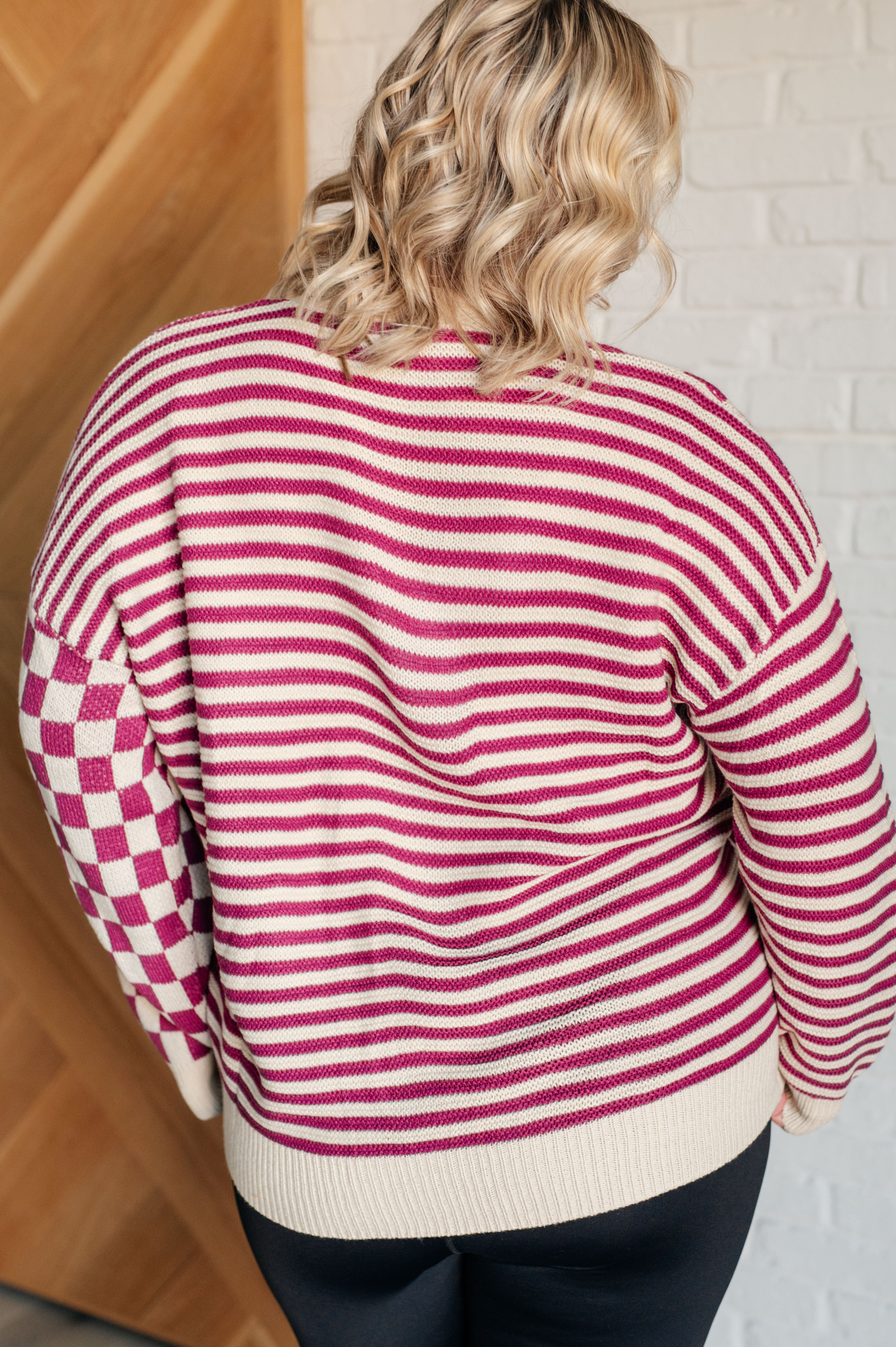 No Brainer Button Down Sweater Knit Cardigan in Magenta/Oatmeal-Layers-Stay Foxy Boutique, Florissant, Missouri